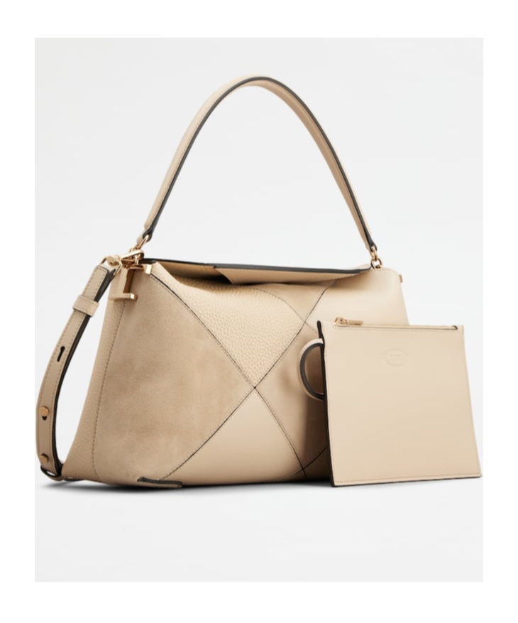 Shop Tod's Top Handle Shoulder Bag In Nude