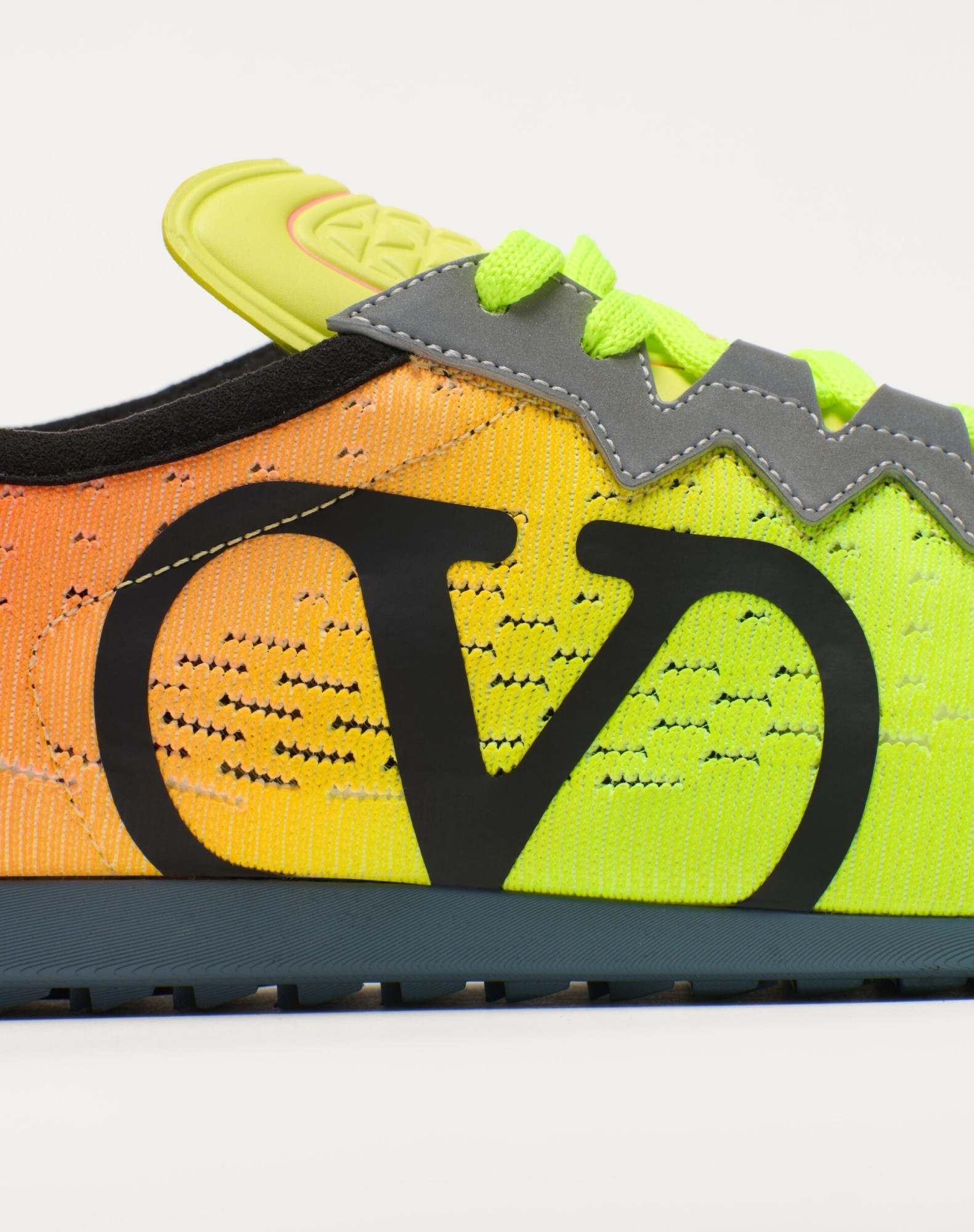 Valentino Lime Green And Fluorescent Orange Sporty Sneakers In Cotton And Pu Bold Design In Yellow