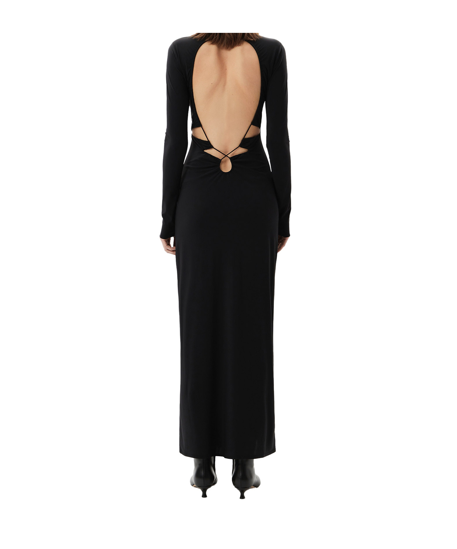 Amazuìn Jenna Roll-neck Open-back Dress In Black