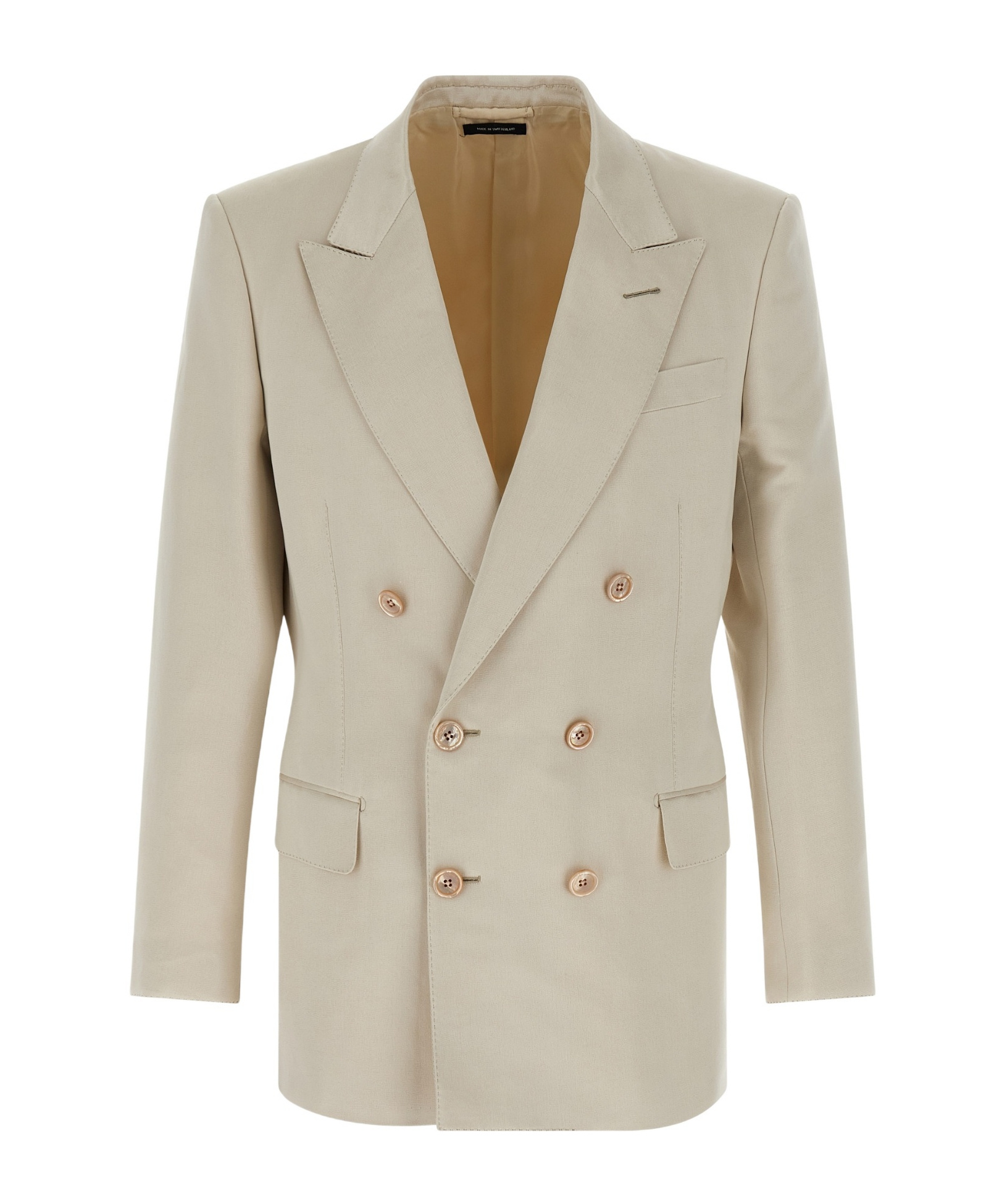 Tom Ford Double-breasted Tailored Blazer Featuring Back Vent In Neutral