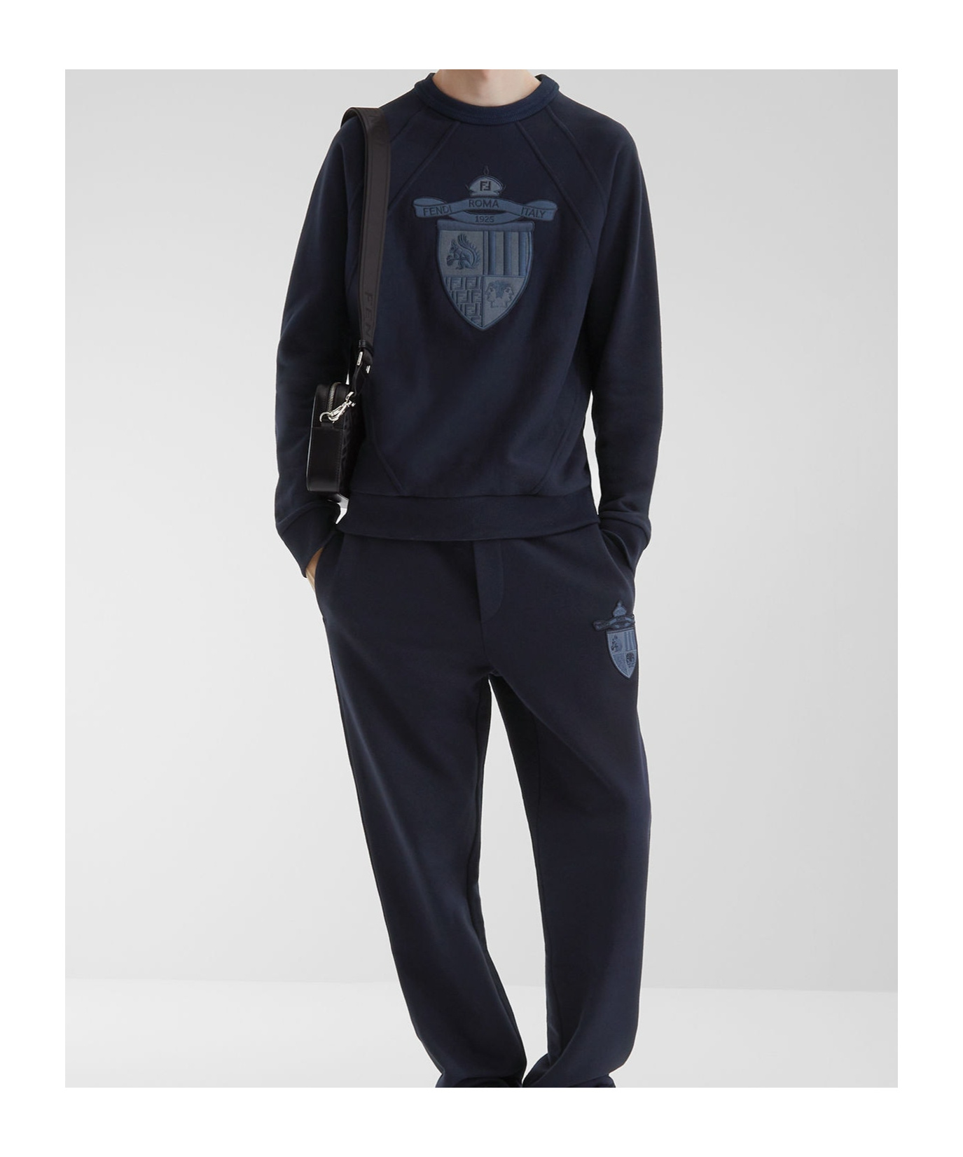 Fendi Crest Crew Neck Sweatshirt In Blue