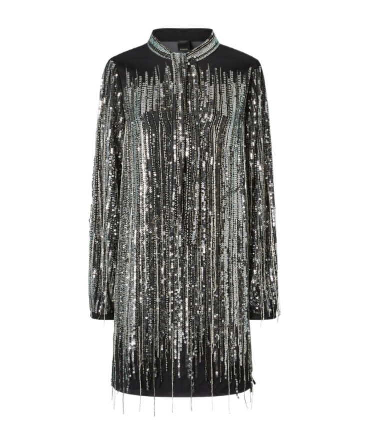Pinko Sequined Mini Dress In Black