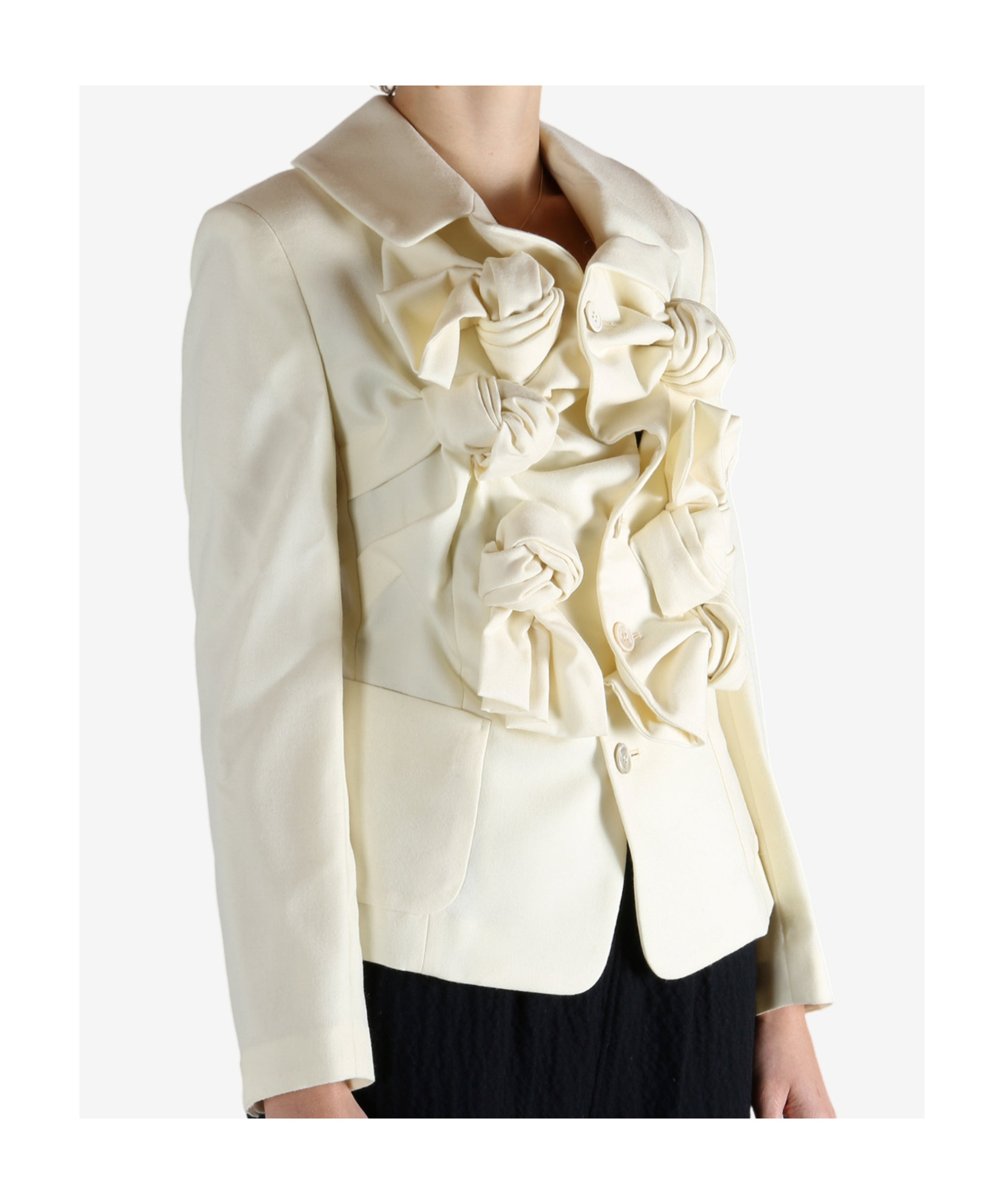 Comme Des Garçons Rose-detail Button Jacket In Neutral