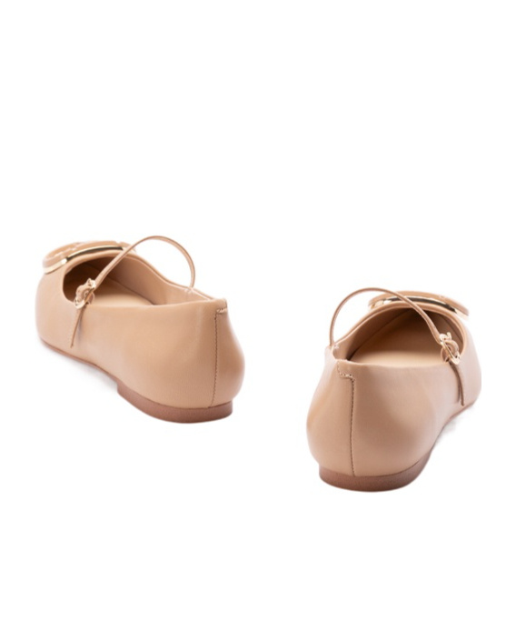 Shop Twinset Logo-plaque Ballet Flats In Nude