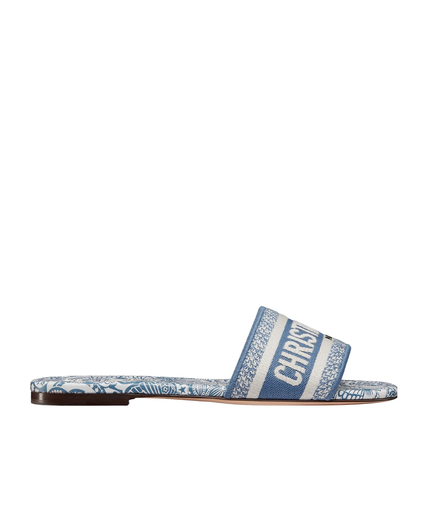 Dior Round Head Flat Slippers In Blue