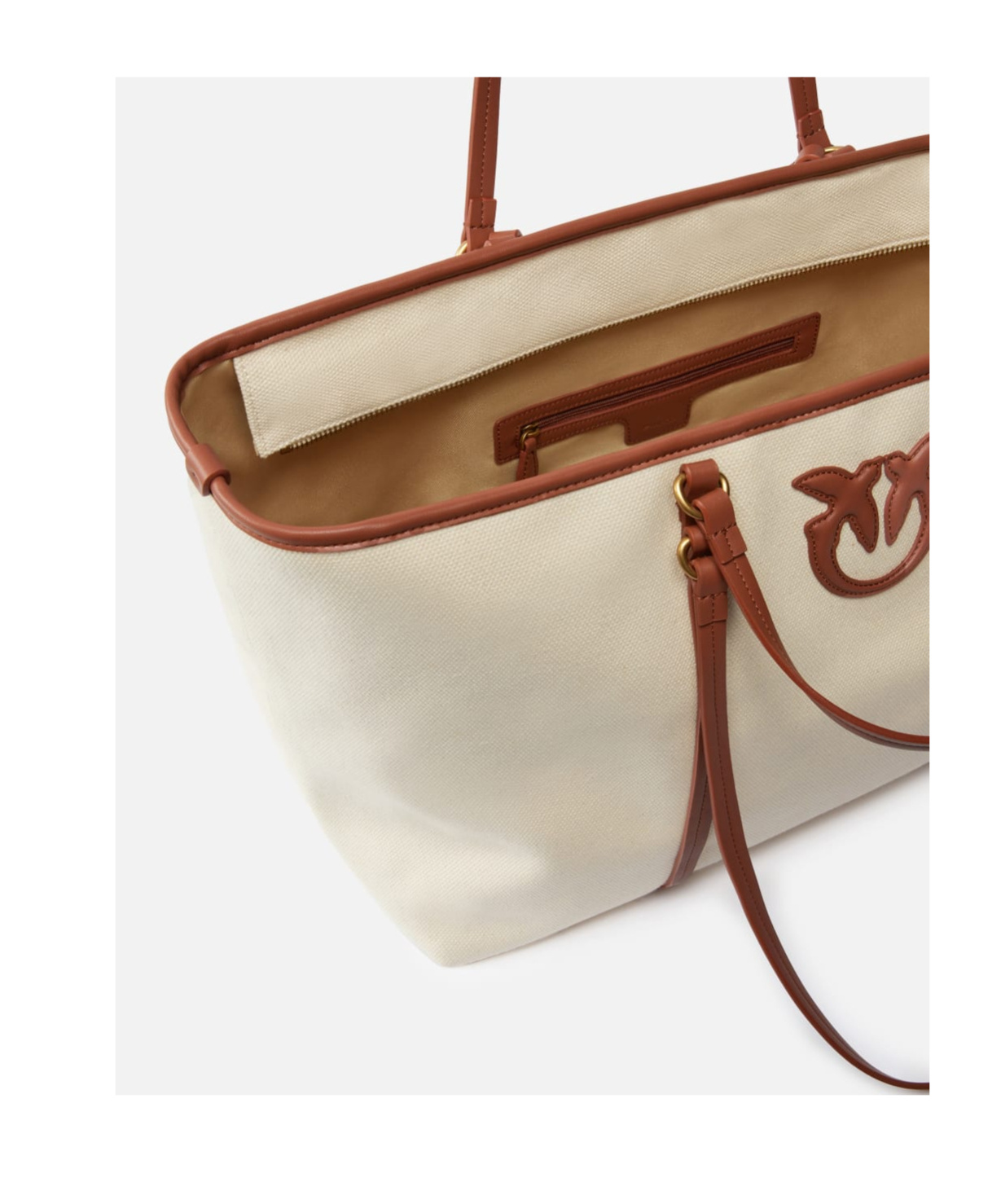 Pinko Maxi Shopper Bag In Recycled Canvas With Double Handles