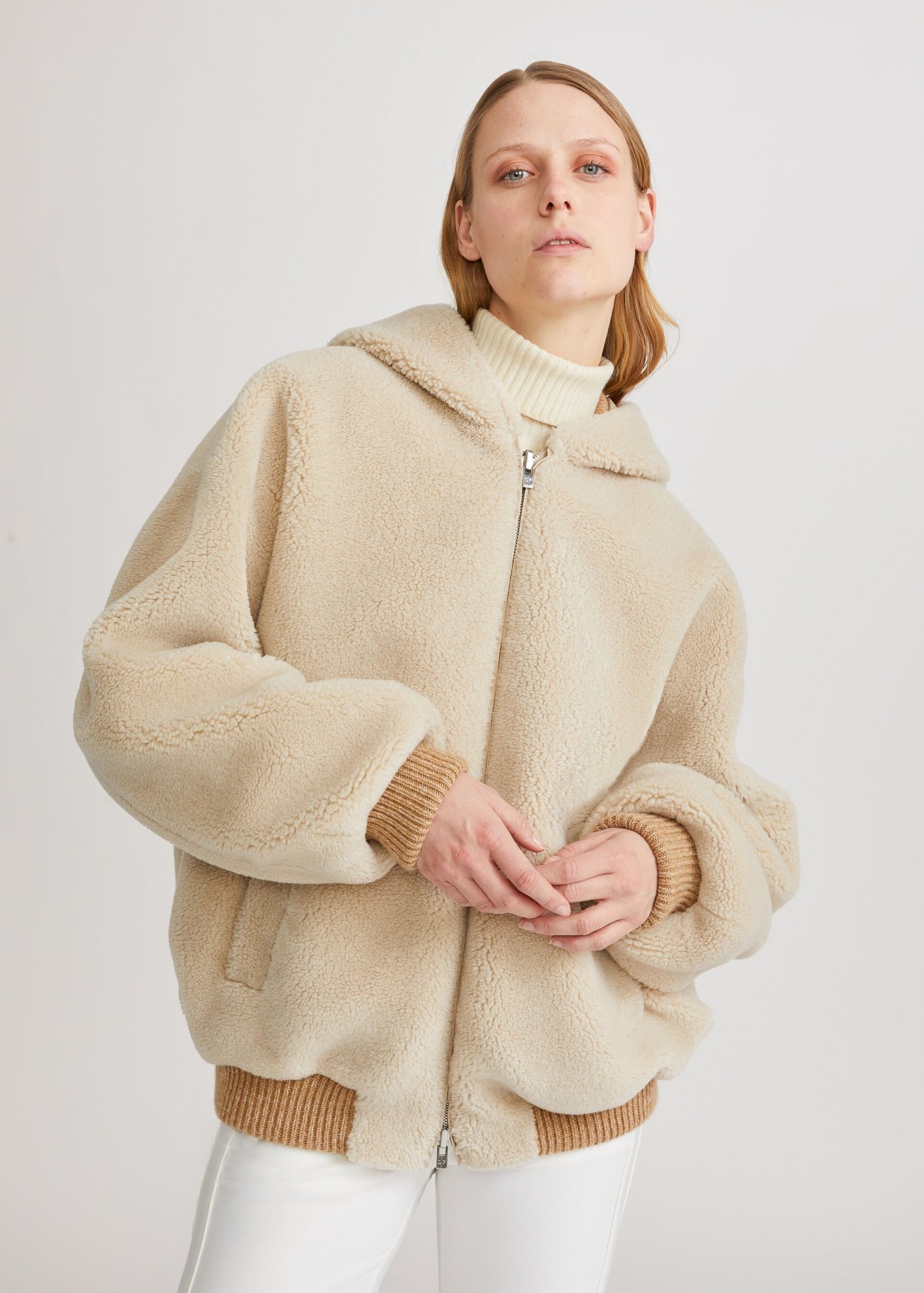 Loro Piana Wear Hooded Casual Jacket In Front And Back In Nude