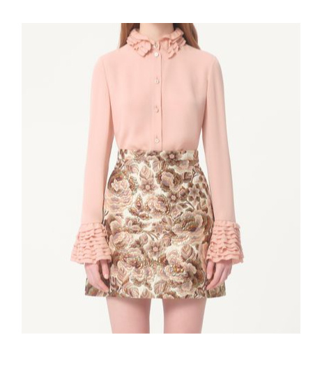 Valentino Chemisier En Georgette Femme Rose Mist 40 In Pink
