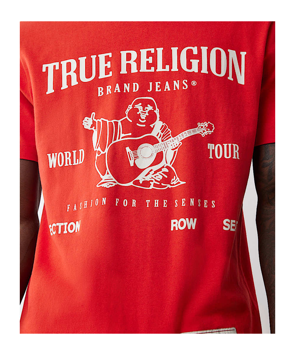 True Religion World Tour Graphic Heavyweight Tee In Red
