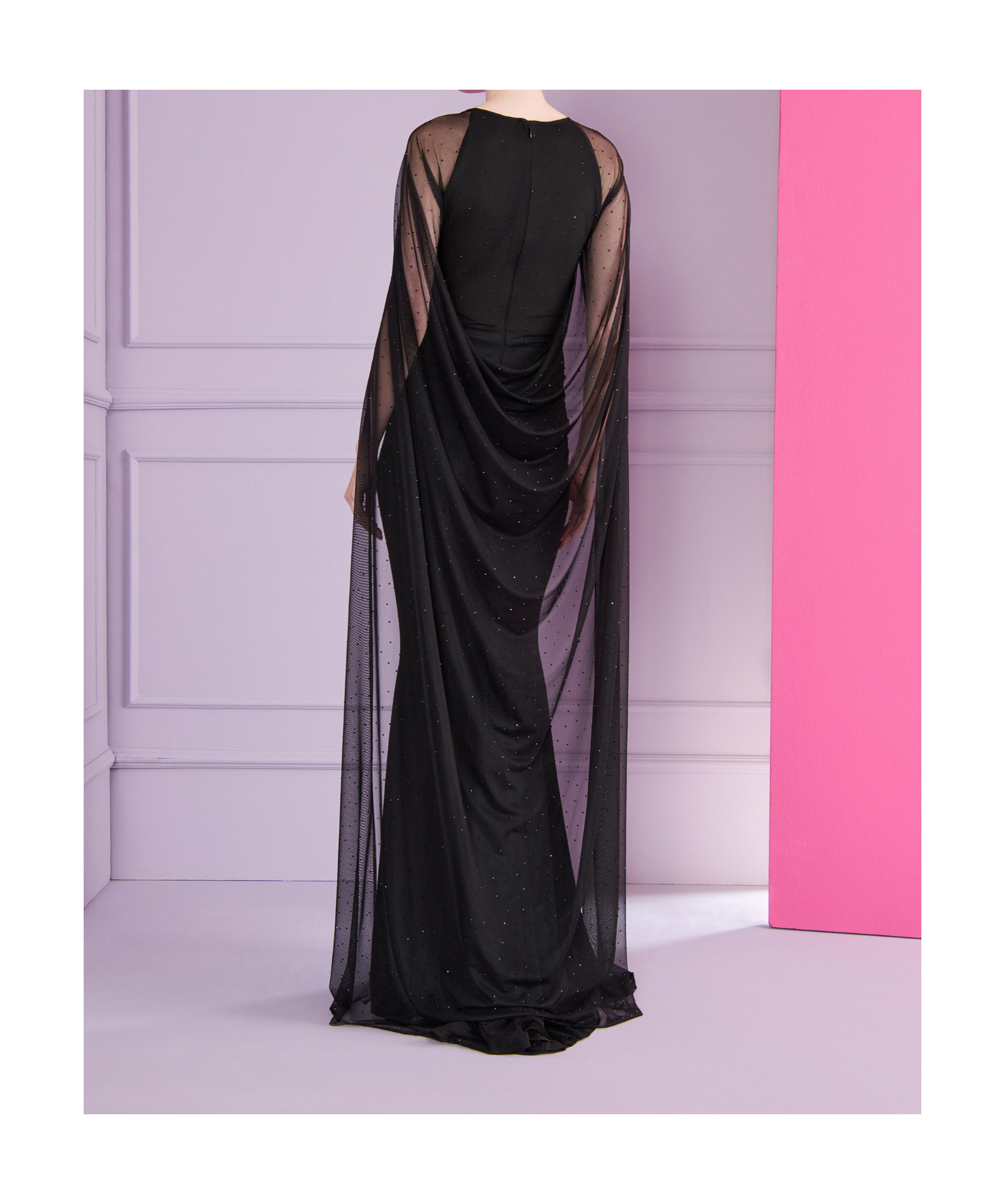 Talbot Runhof Cape Dress Dress In Black
