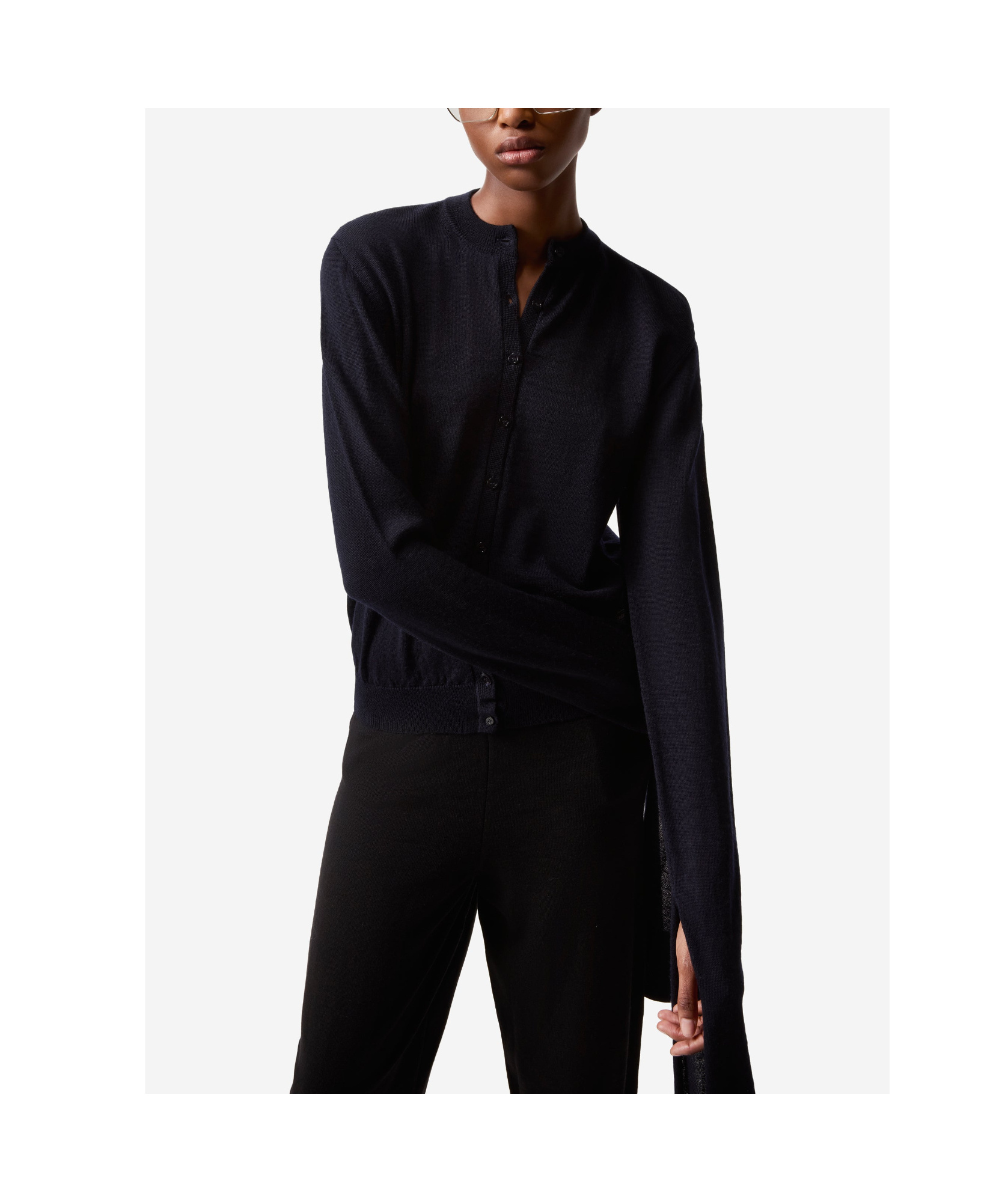 Coperni Long-sleeved Knitted Cardigan In Black