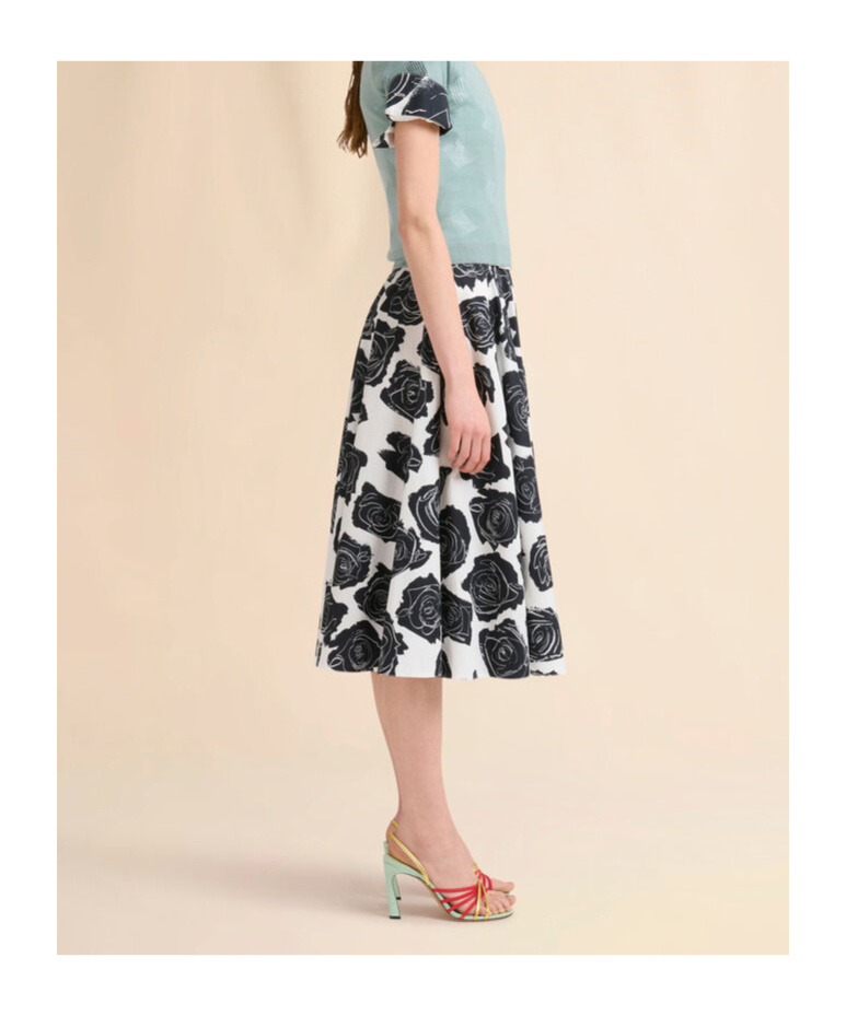 Marni Floral Print Midi Skirt With Discreet Zipper Closure