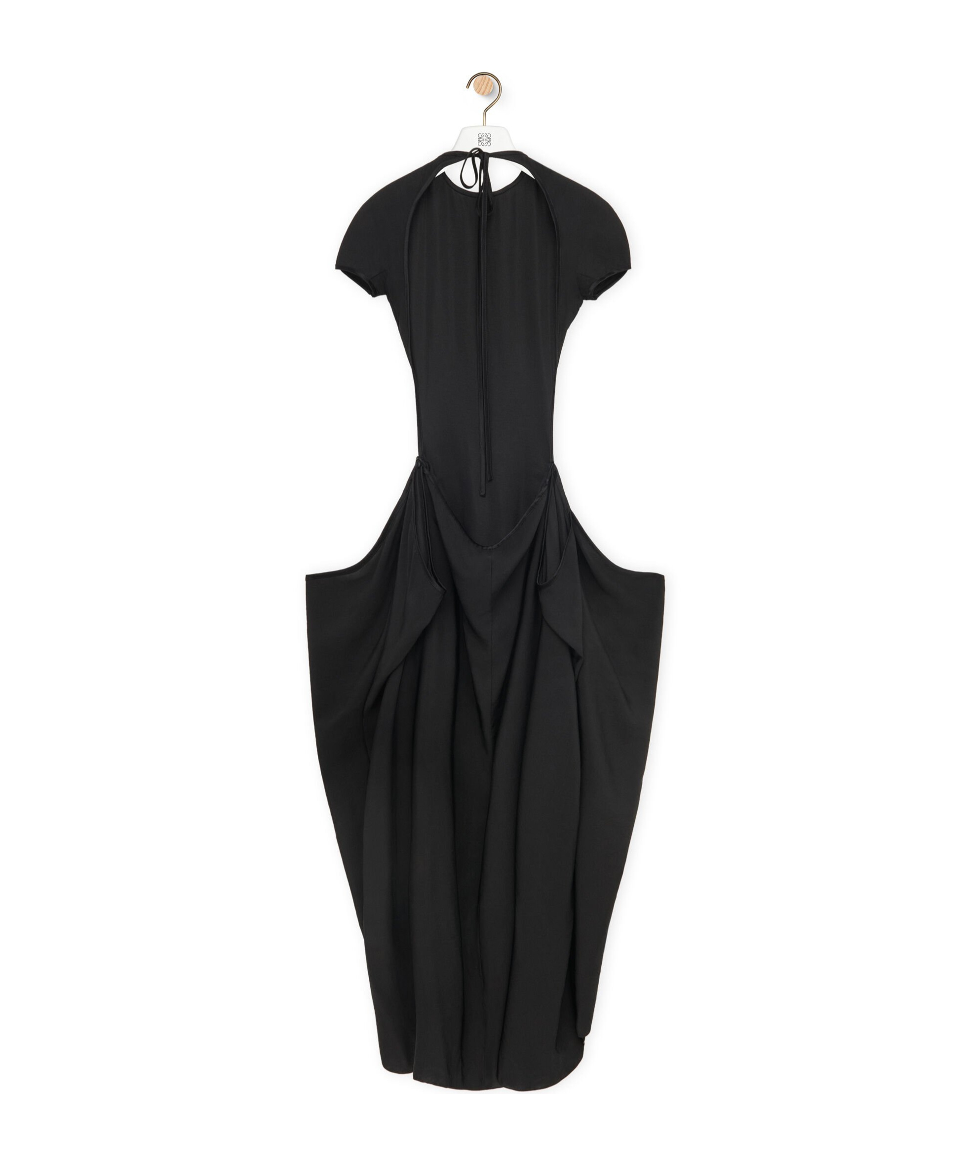 Loewe Stitched Pleated Pendant Dress In Black