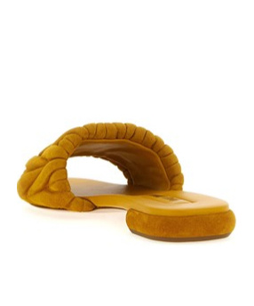 Miu Miu Women Mustard Suede Slippers In Orange