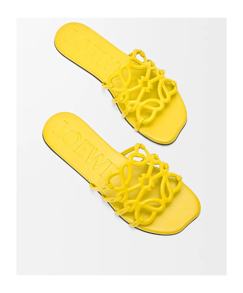 Loewe Petal Anagram Slide In Soft Calfskin In Yellow
