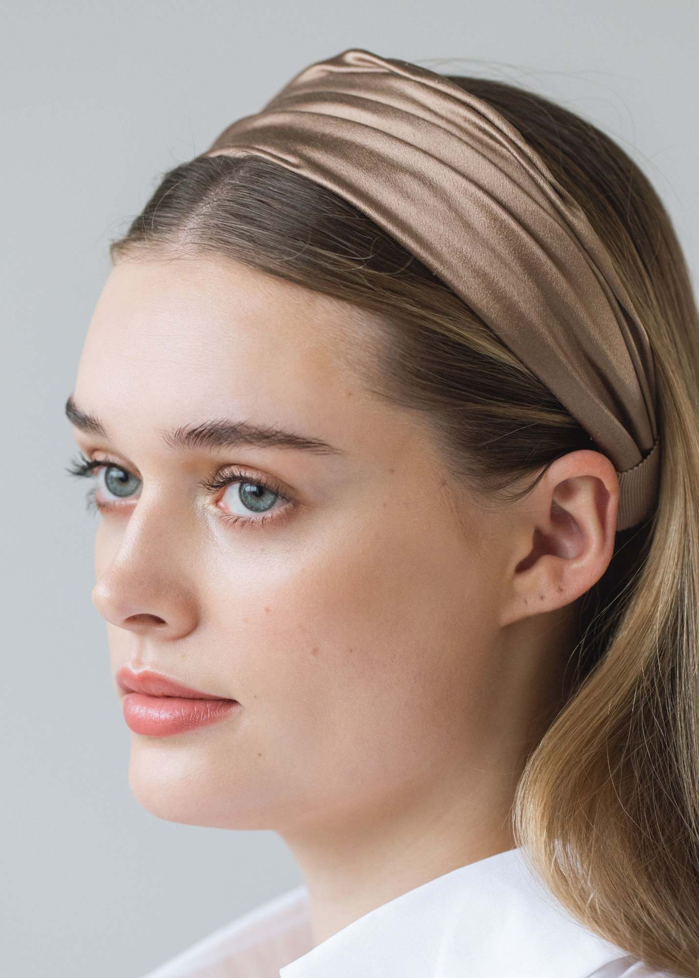 Jennifer Behr Natasha Satin-finish Headband In Light Brown