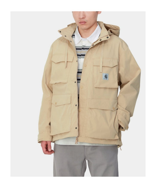 Carhartt Balto Logo-patch Hooded Jacket In Nude