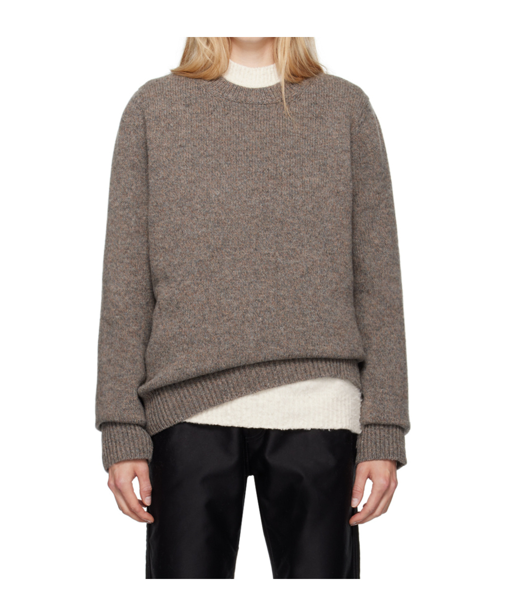 Maison Margiela Round-neck And Long-sleeved Sweater In Gray