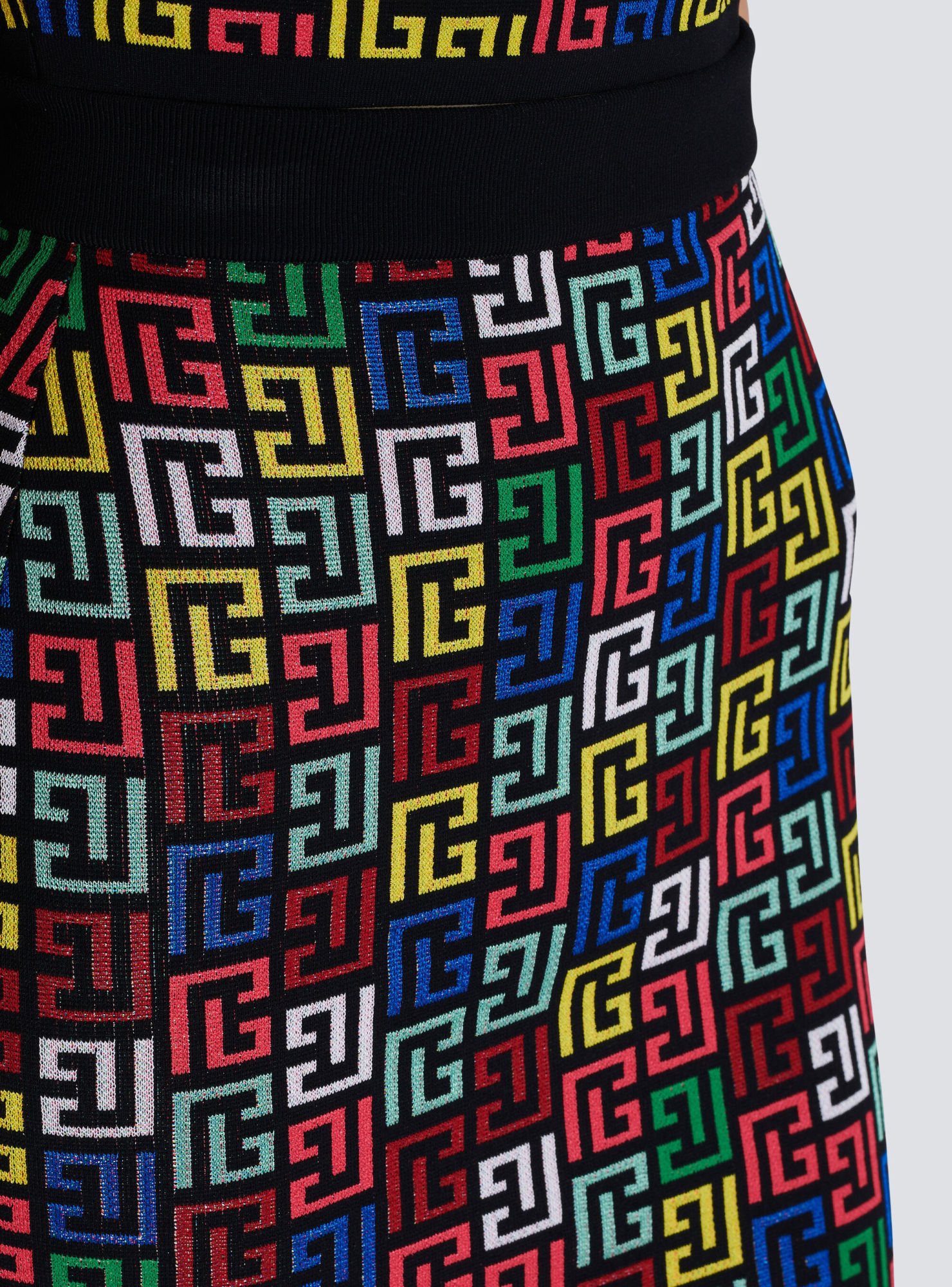 Shop Balmain Pop Monogram Knit Skirt In Black