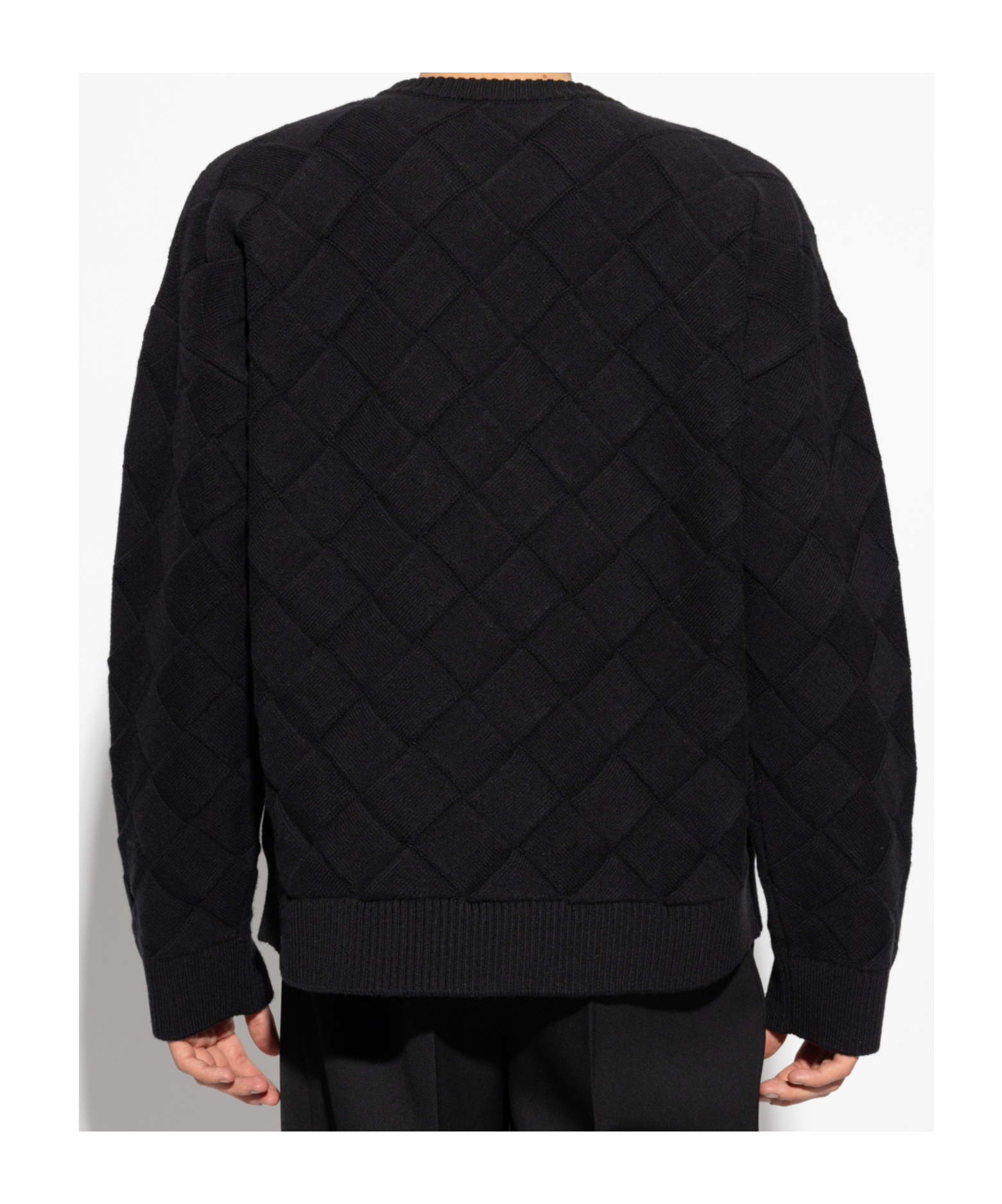 Bottega Veneta 3d Intreccio Crewneck Jumper In Black