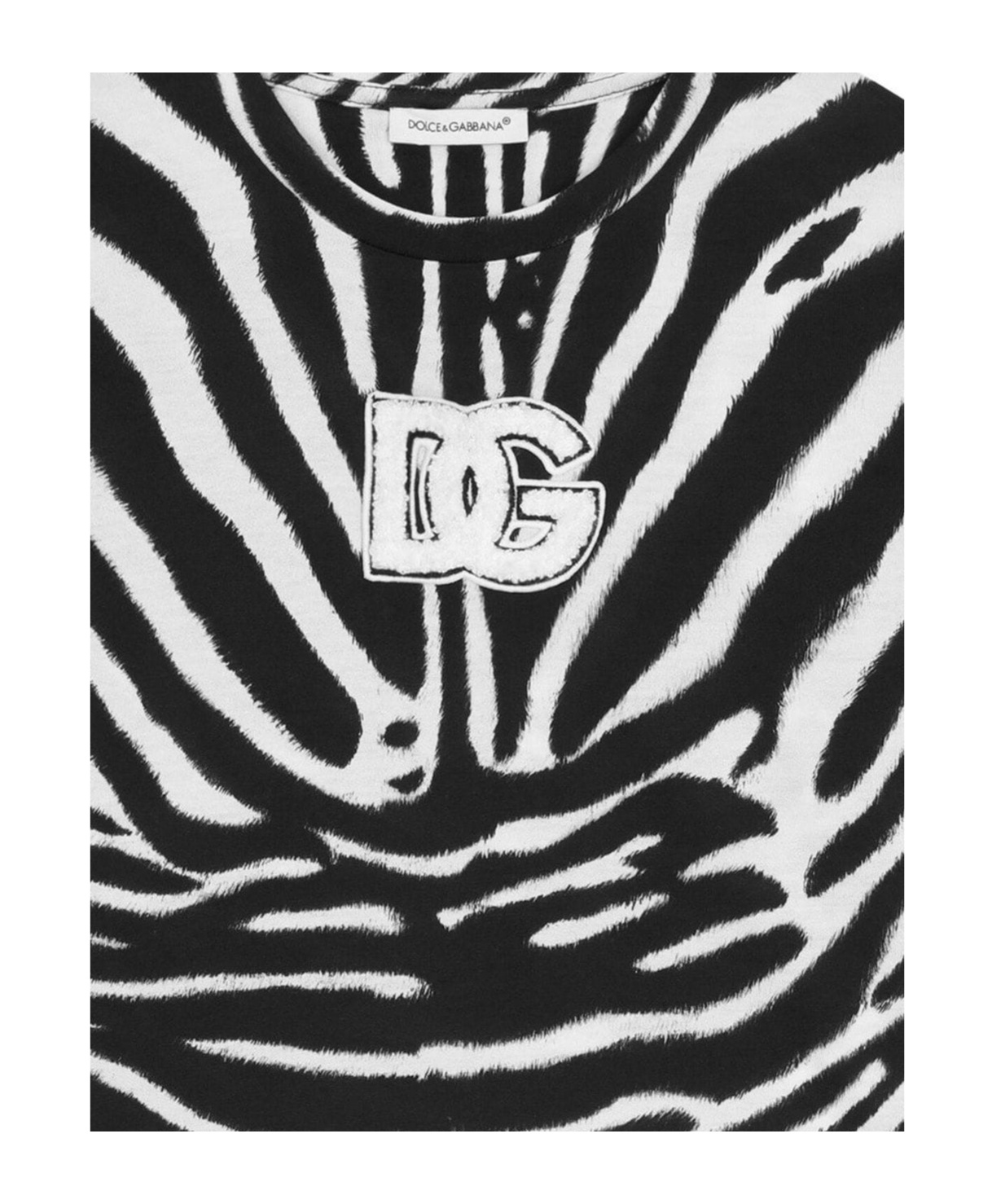 Dolce & Gabbana Zebra-print Cotton T-shirt In Black
