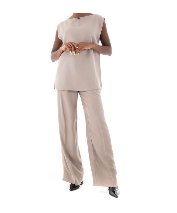 Shop Calvin Klein Pleated Wide-leg Pants In Nude