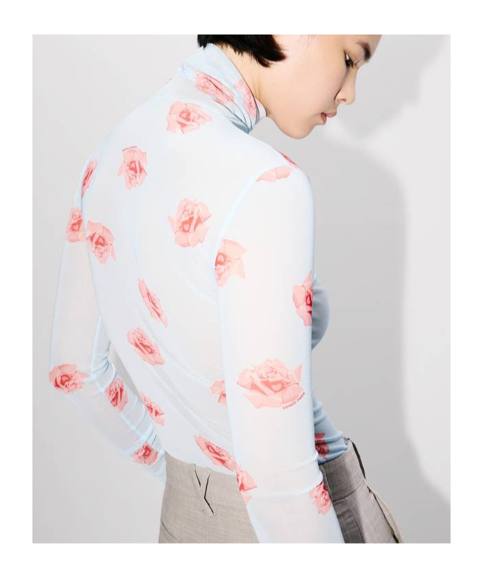 Kenzo Rose Print Long-sleeved Blouse In Multicolor