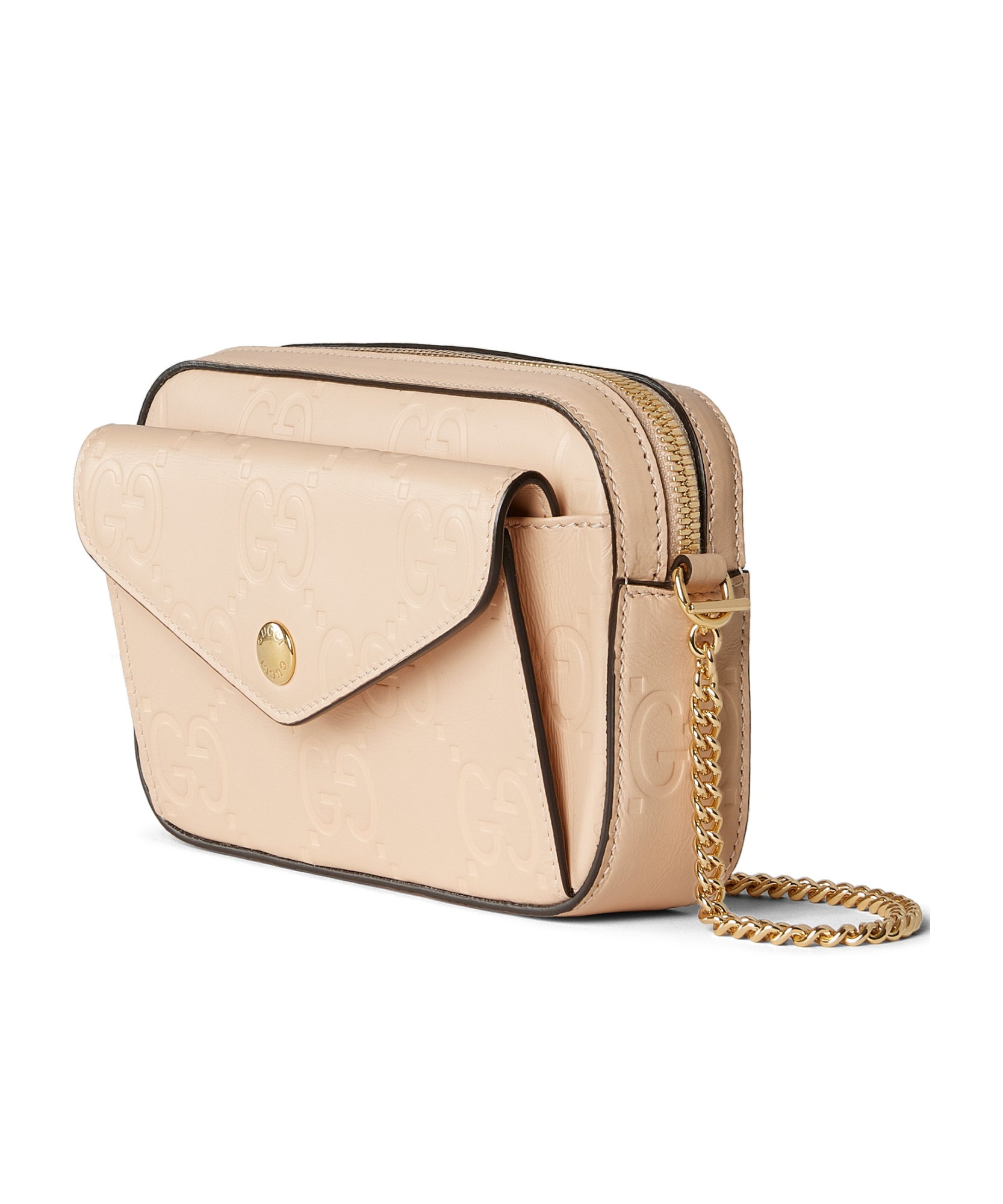 Gucci Mini Gg Leather Shoulder Bag In Nude