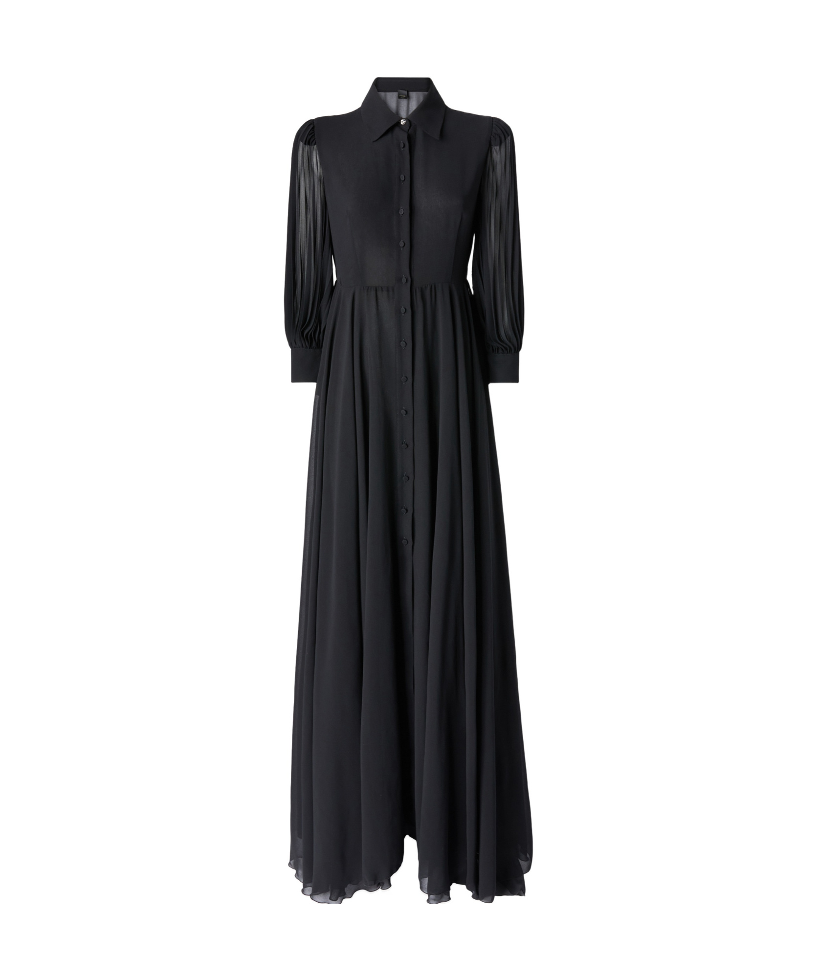 Pinko Robe Chemise Longue Avec Dos Transparent In Black