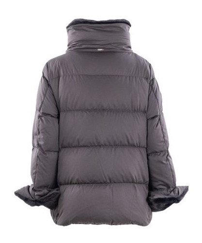 Herno Faux-fur Collar Puffer Jacket In Gray