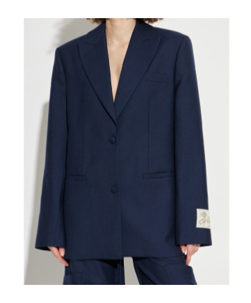 Off-white Logo-patch Single-breasted Blazer In Blue