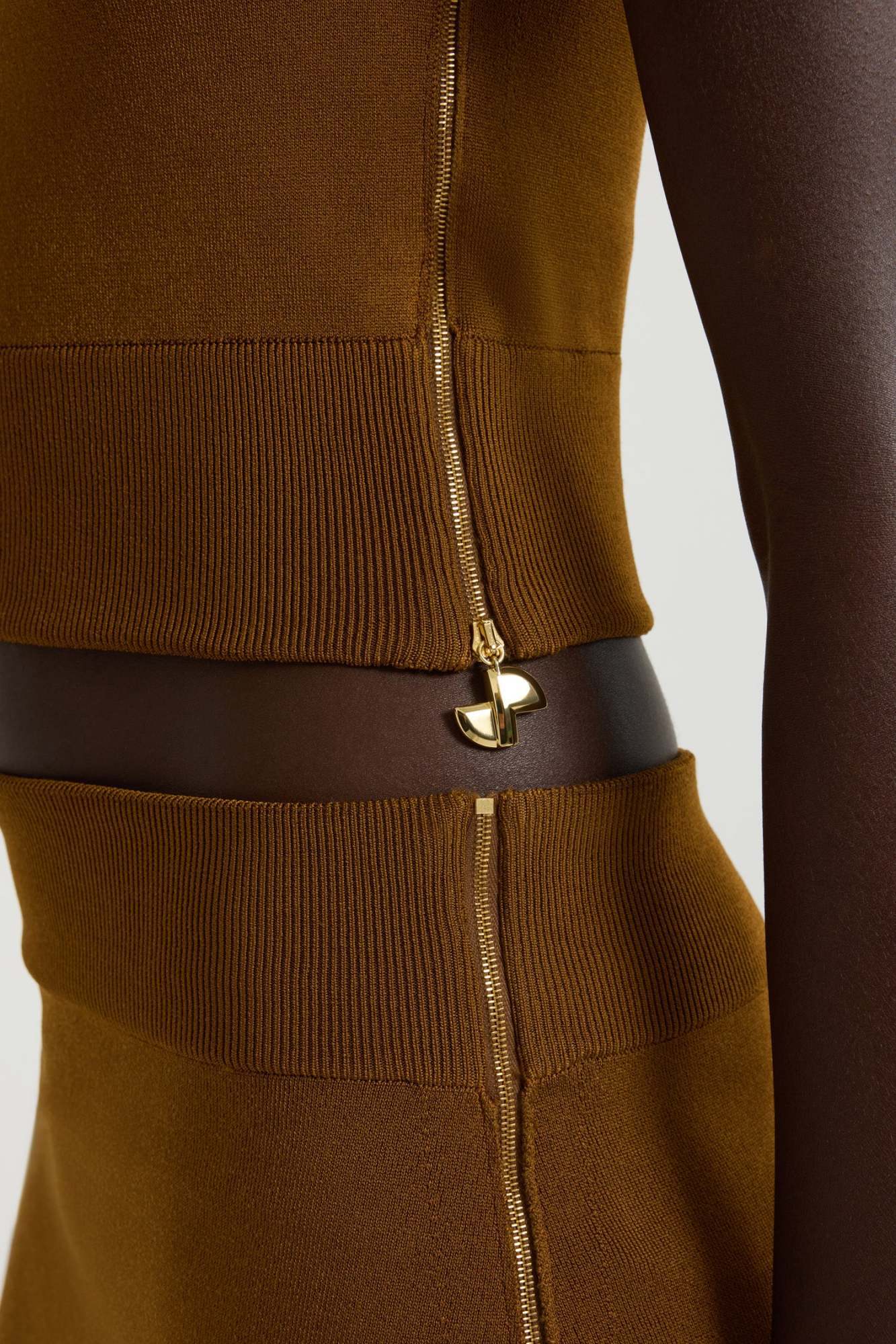 Patou One-shoulder Knit Top In Caramel Color