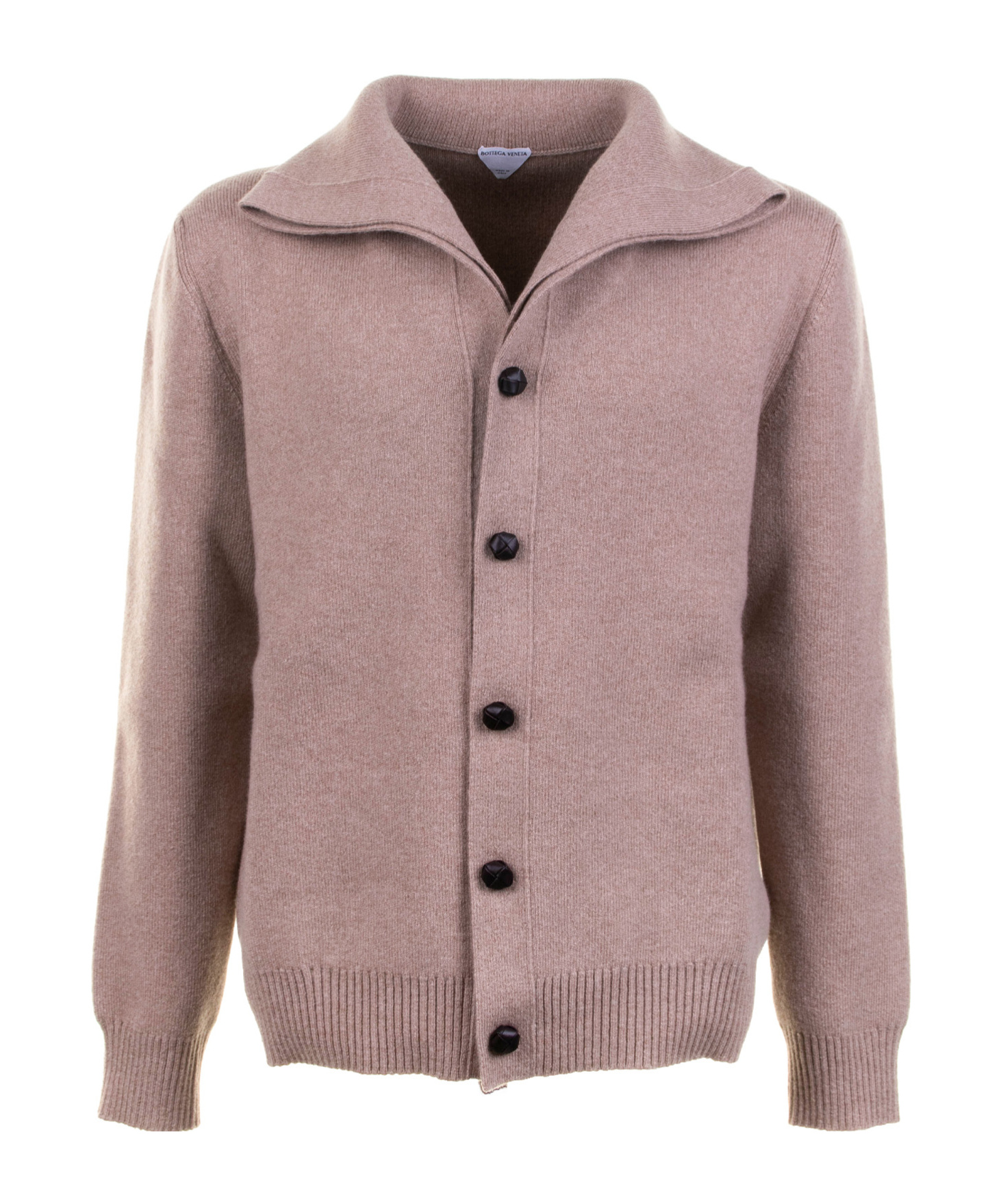 Bottega Veneta Compact Wool Cardigan In Brown