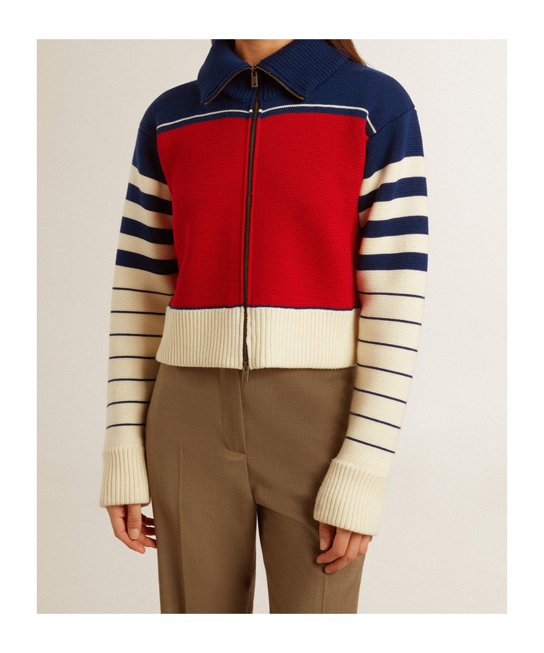 Golden Goose Long-sleeved Sweater Coat In Multicolor