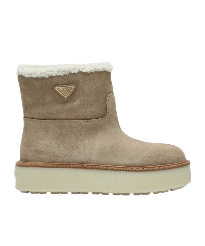 Prada Evolve Genuine Shearling Bootie In Brown