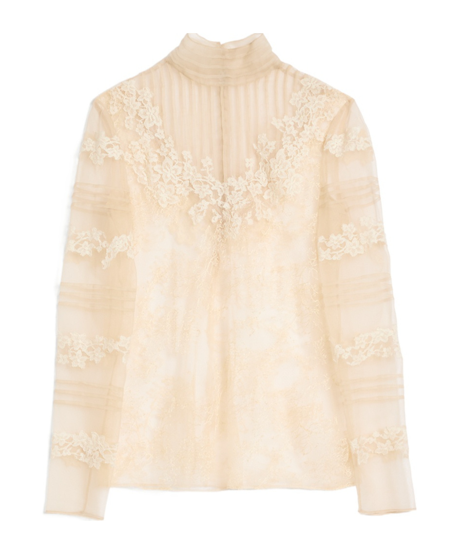 Valentino Roses Dentelle Top In Ivory