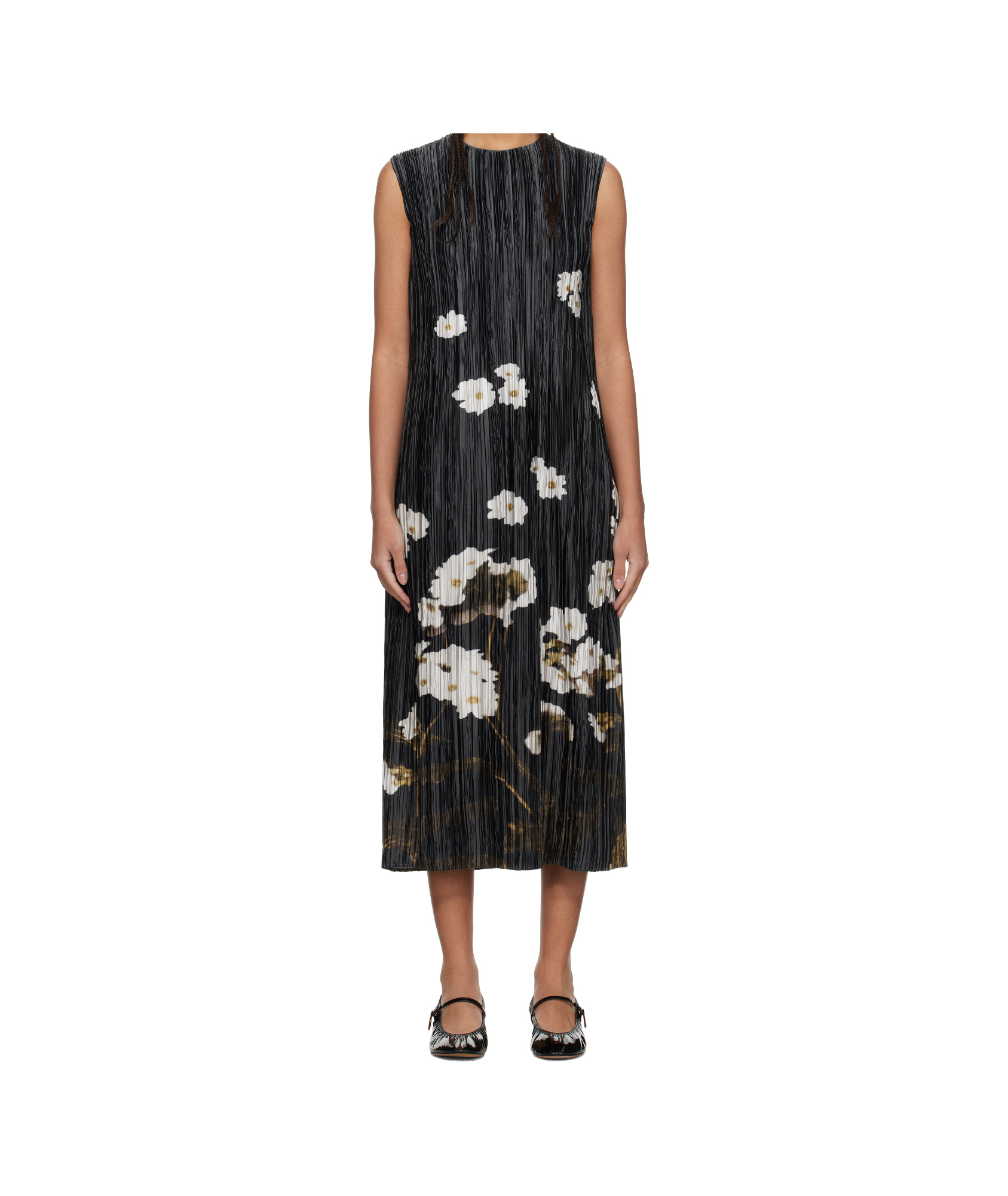 ERDEM PLEATED SLEEVELESS MIDI DRESS 
