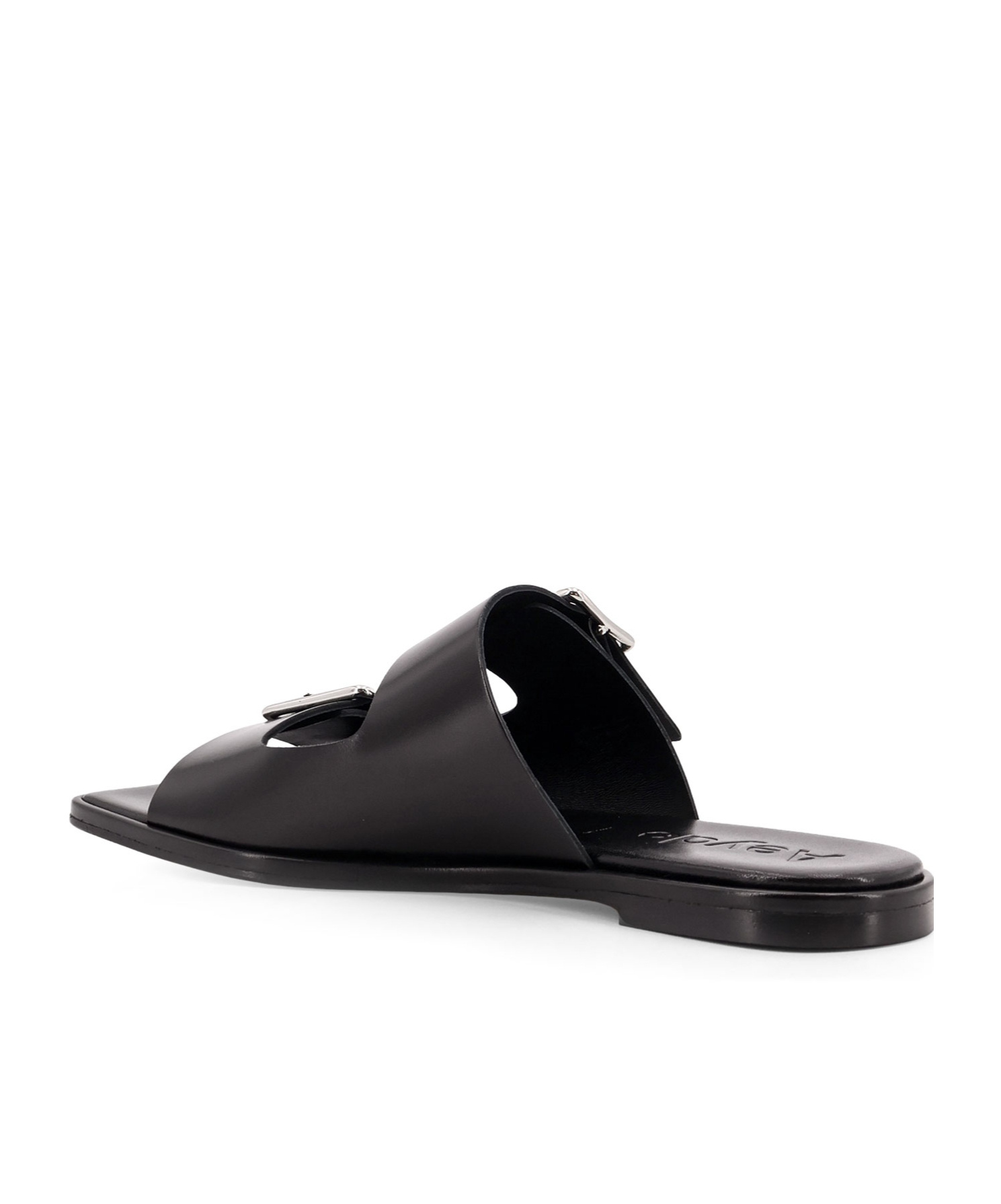 Aeyde Tonya Leather Double Strap Sandals In Black