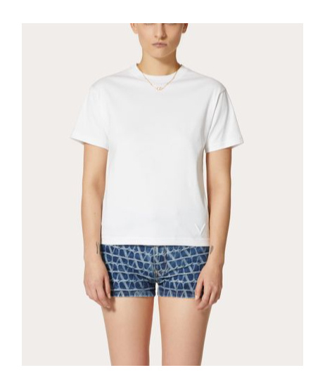 Shop Valentino Jersey Cotton T-shirt In White