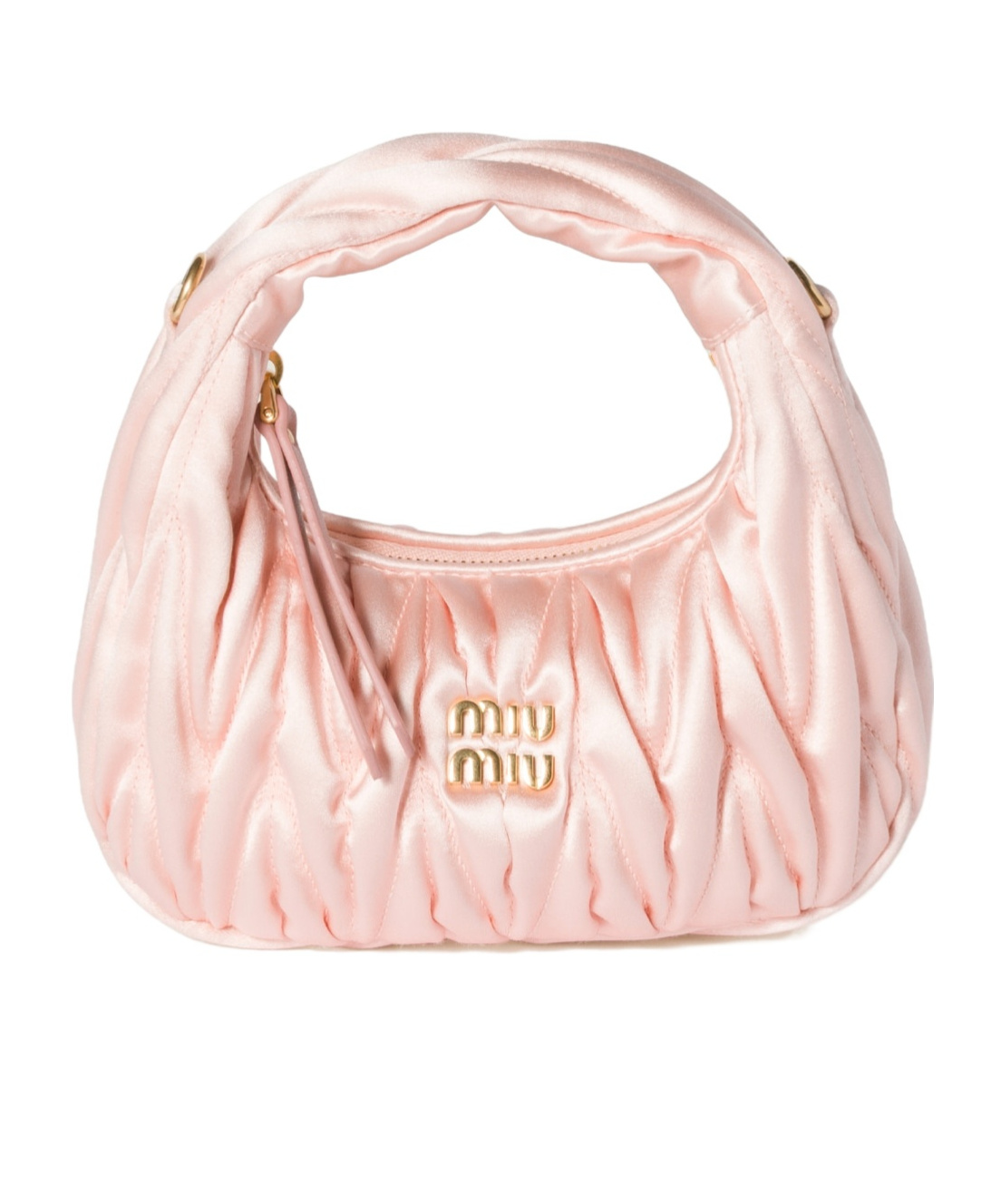 Miu Miu Wander Matelassé Satin Mini-bag In Pink