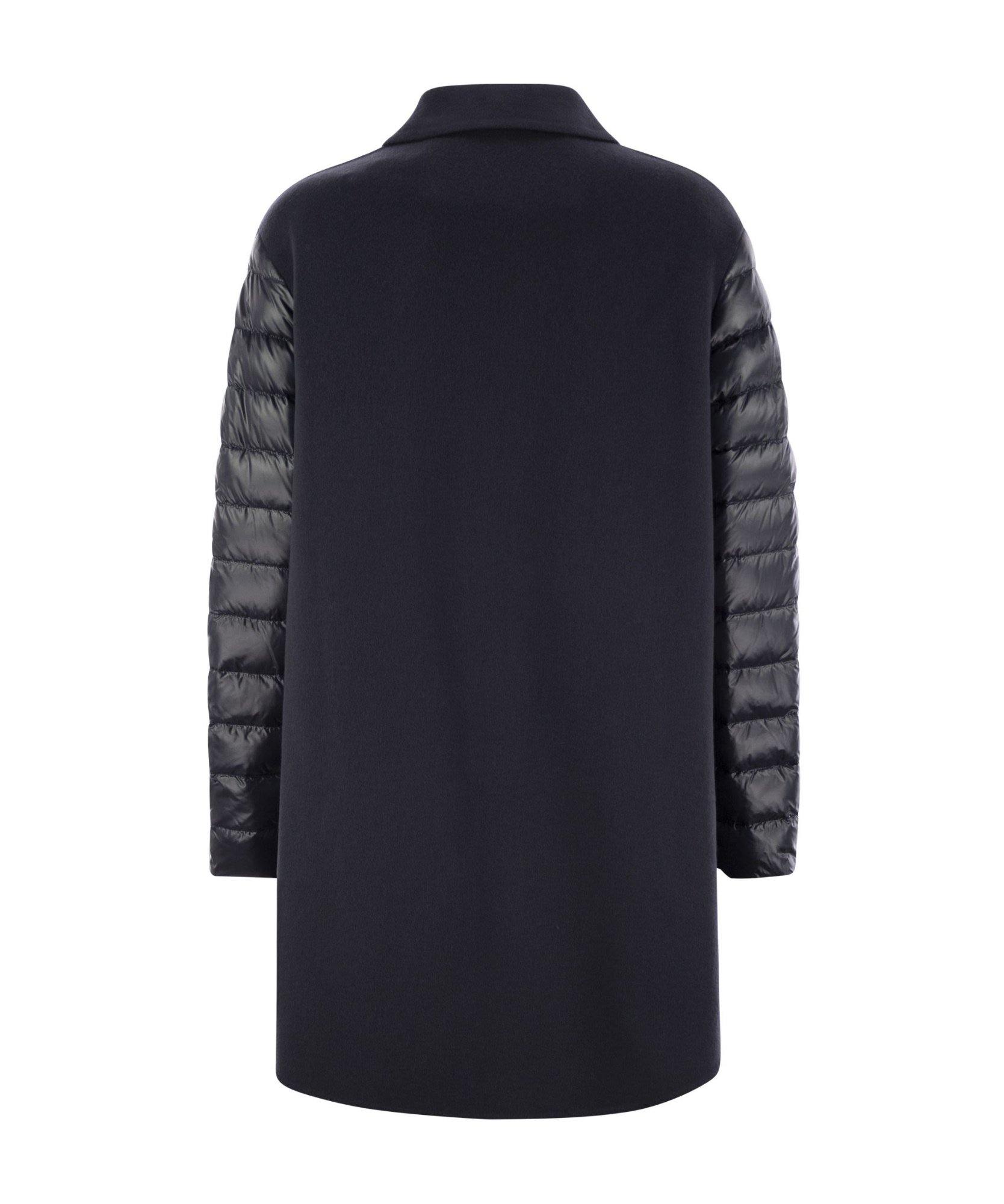 Herno Luxury Wool-blend Jacket With Quilted Down Sleeves In Black