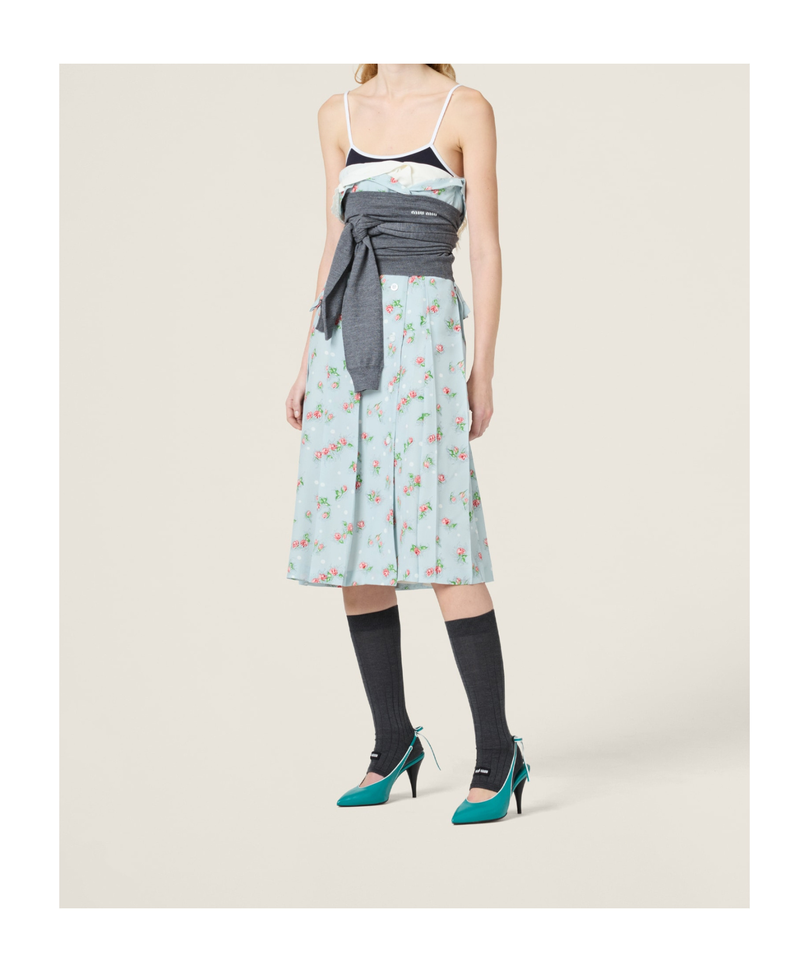 Miu Miu Print Dress In White