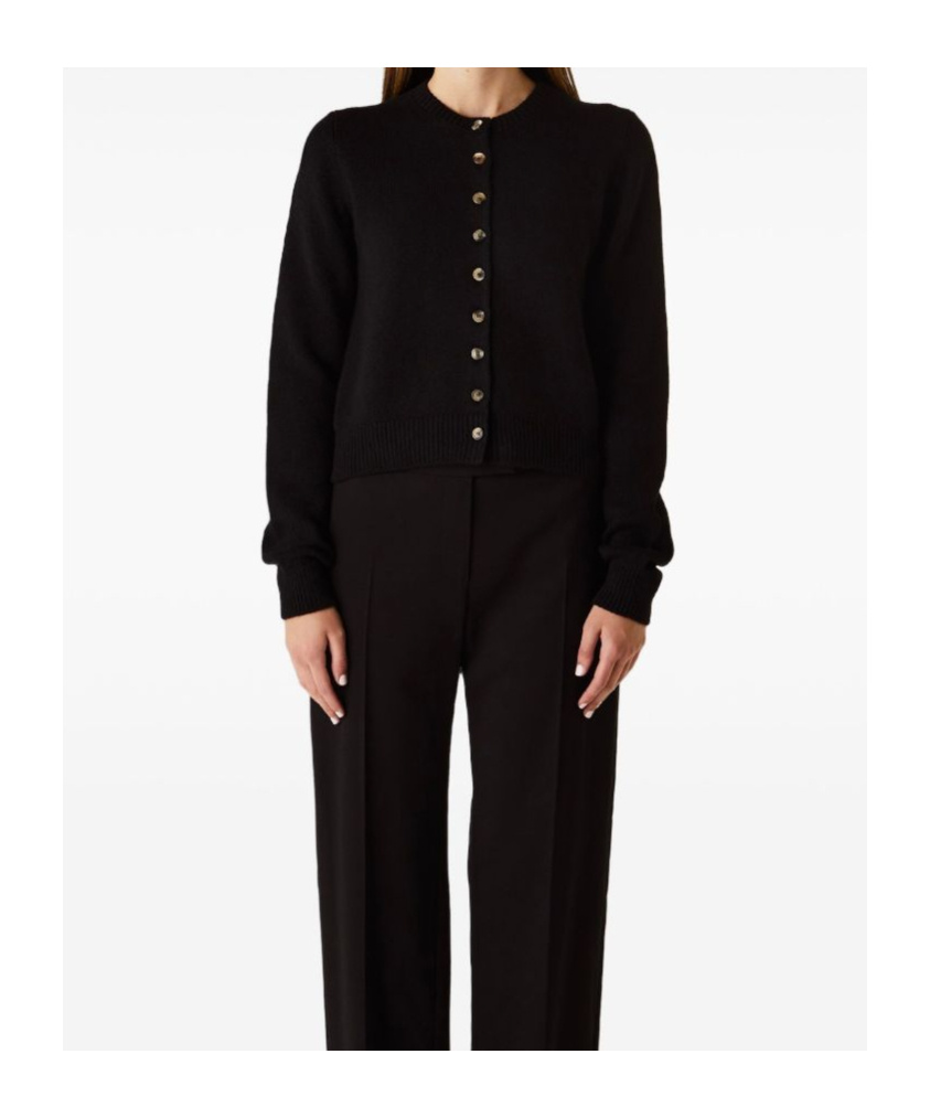 Khaite Long-sleeved Knitted Cardigan In Black