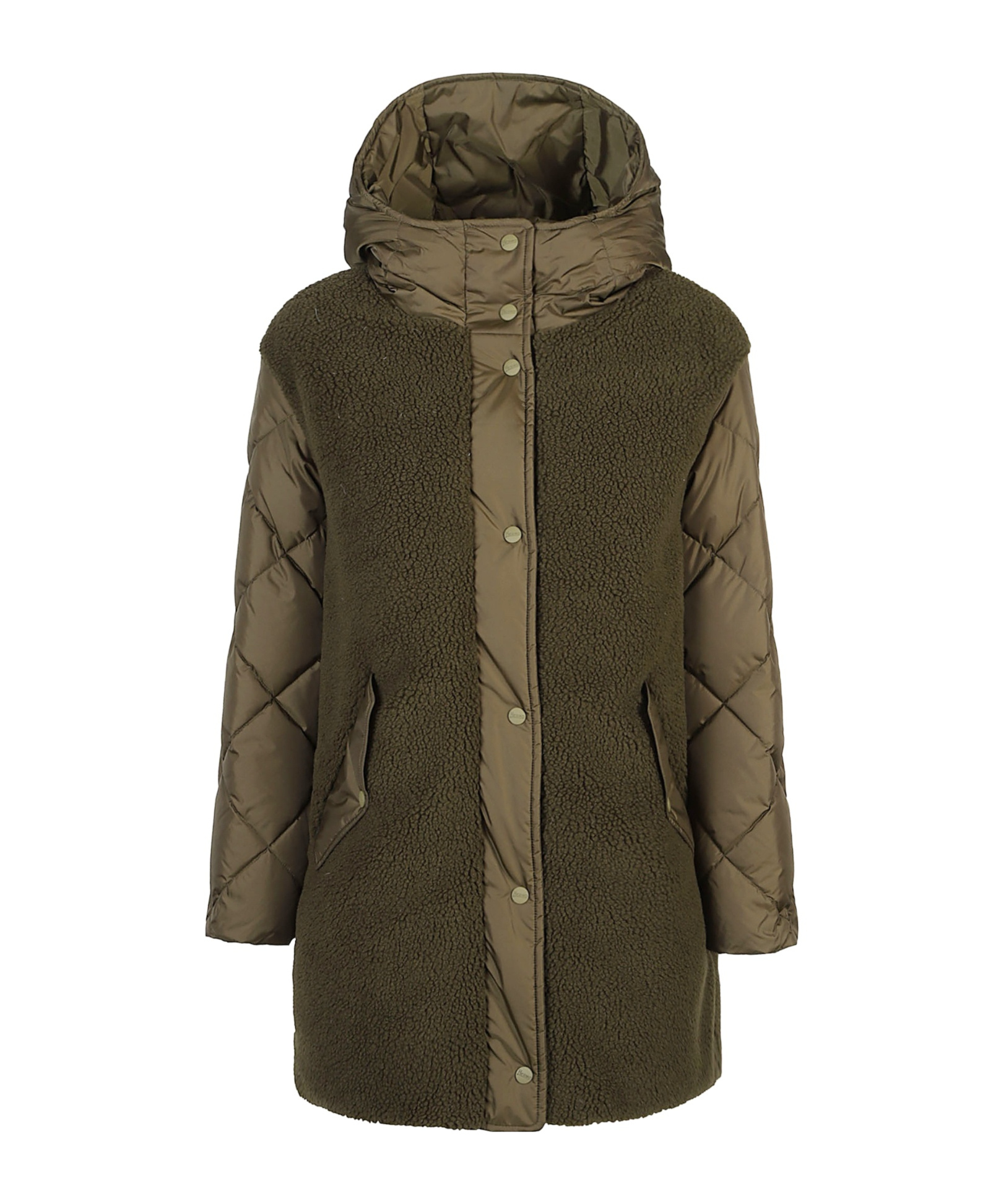 Herno Down Jacket With Faux Fur Insert In Green