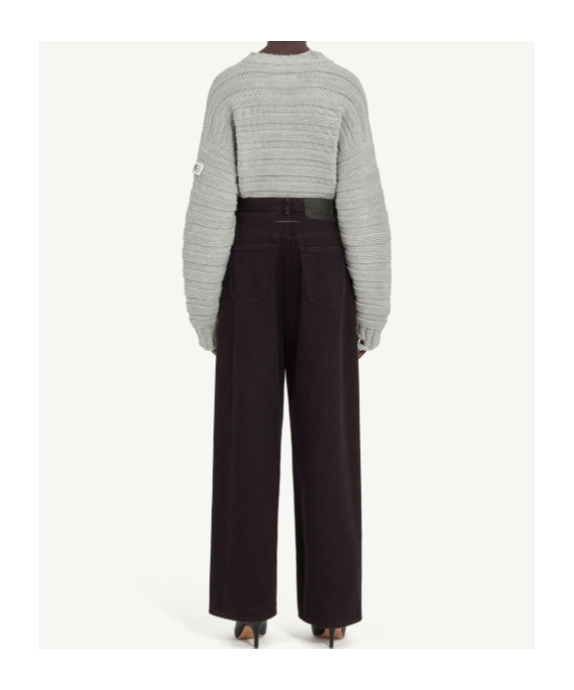 Mm6 Maison Margiela Burgundy Wide-leg Jeans In Black