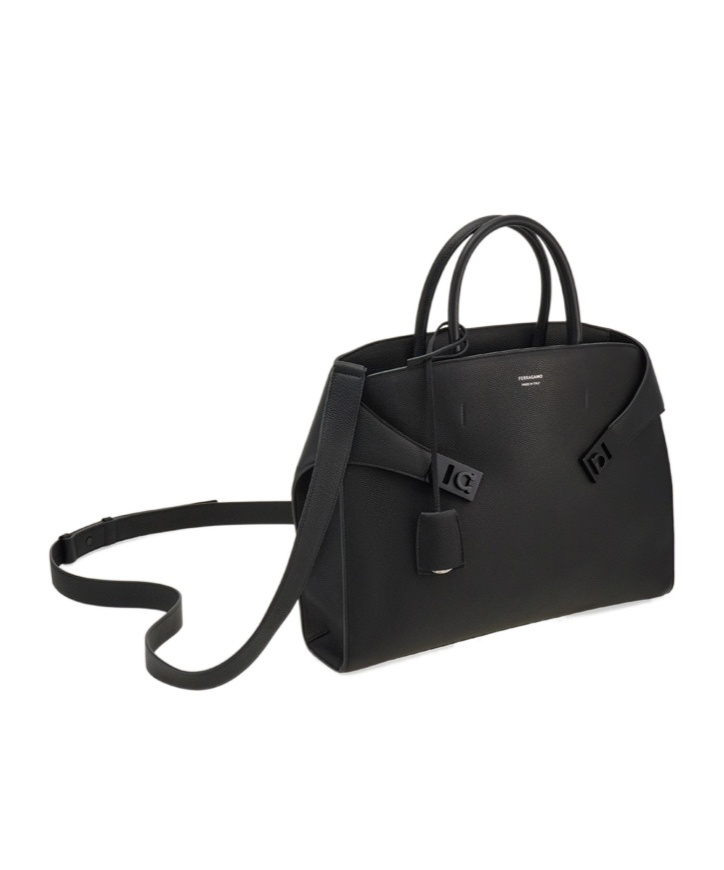 Ferragamo Hug Briefcase In Black