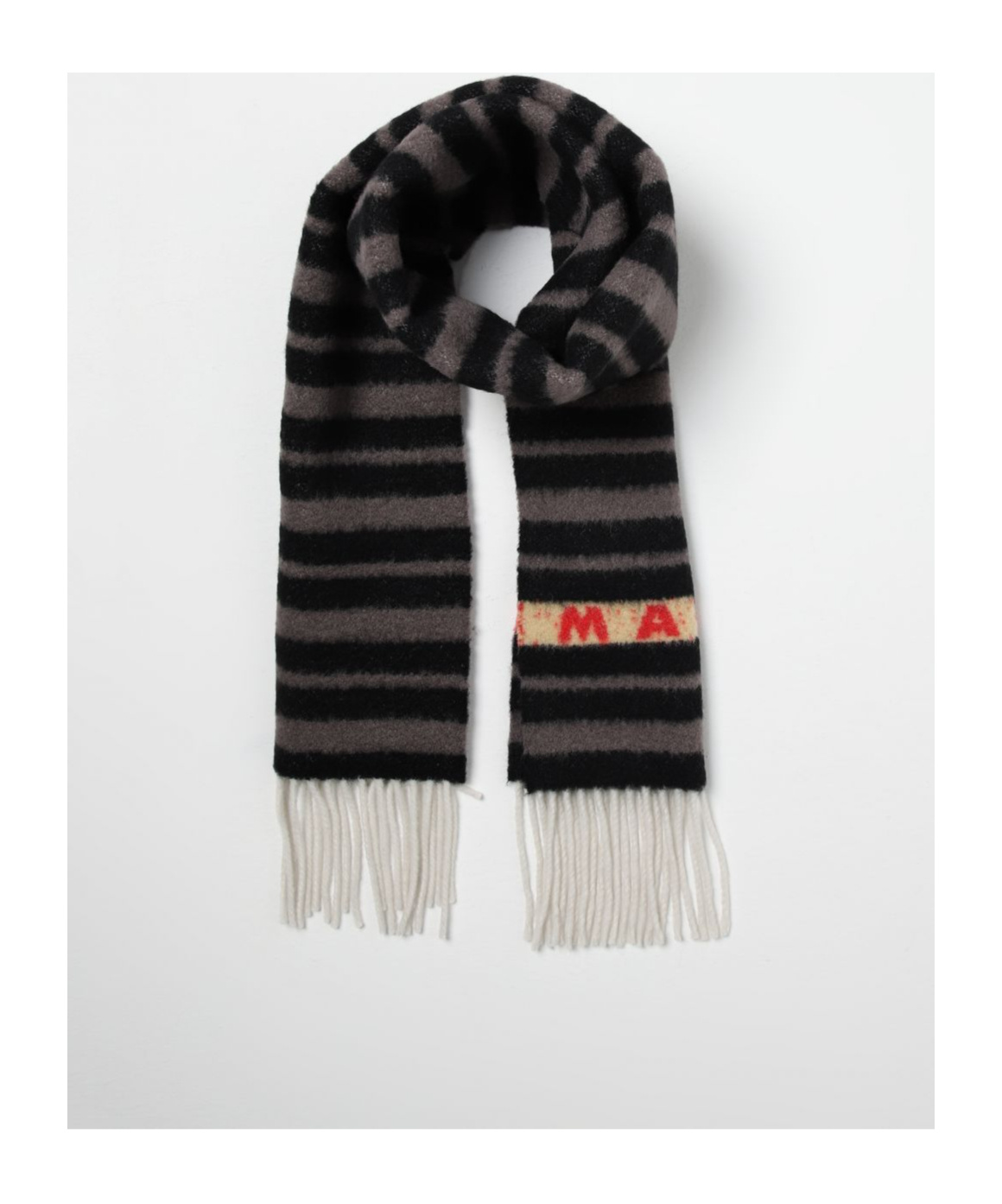 Marni Striped Wool Scarf In Black