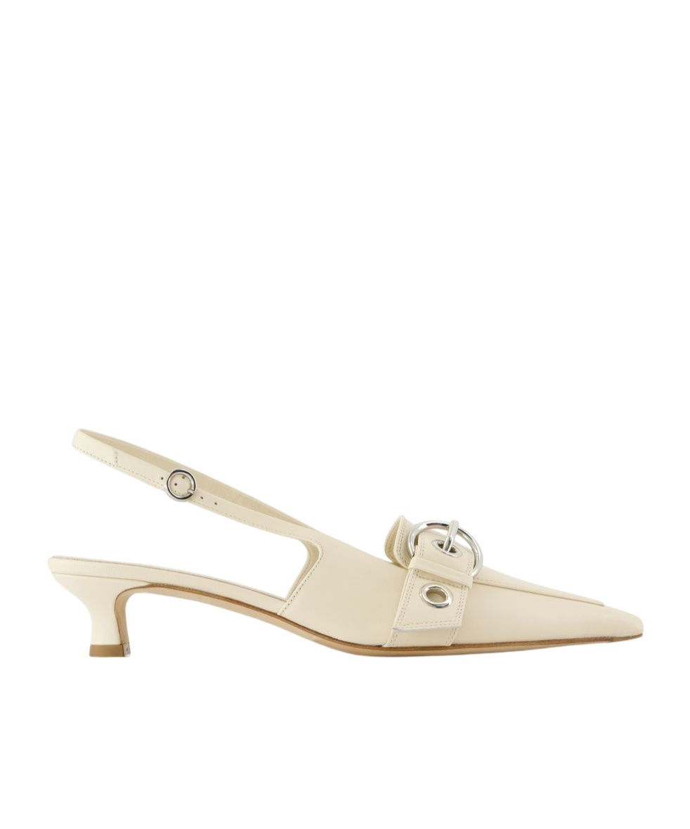 Aeyde 45mm Buckle Slingback Mules In Brown