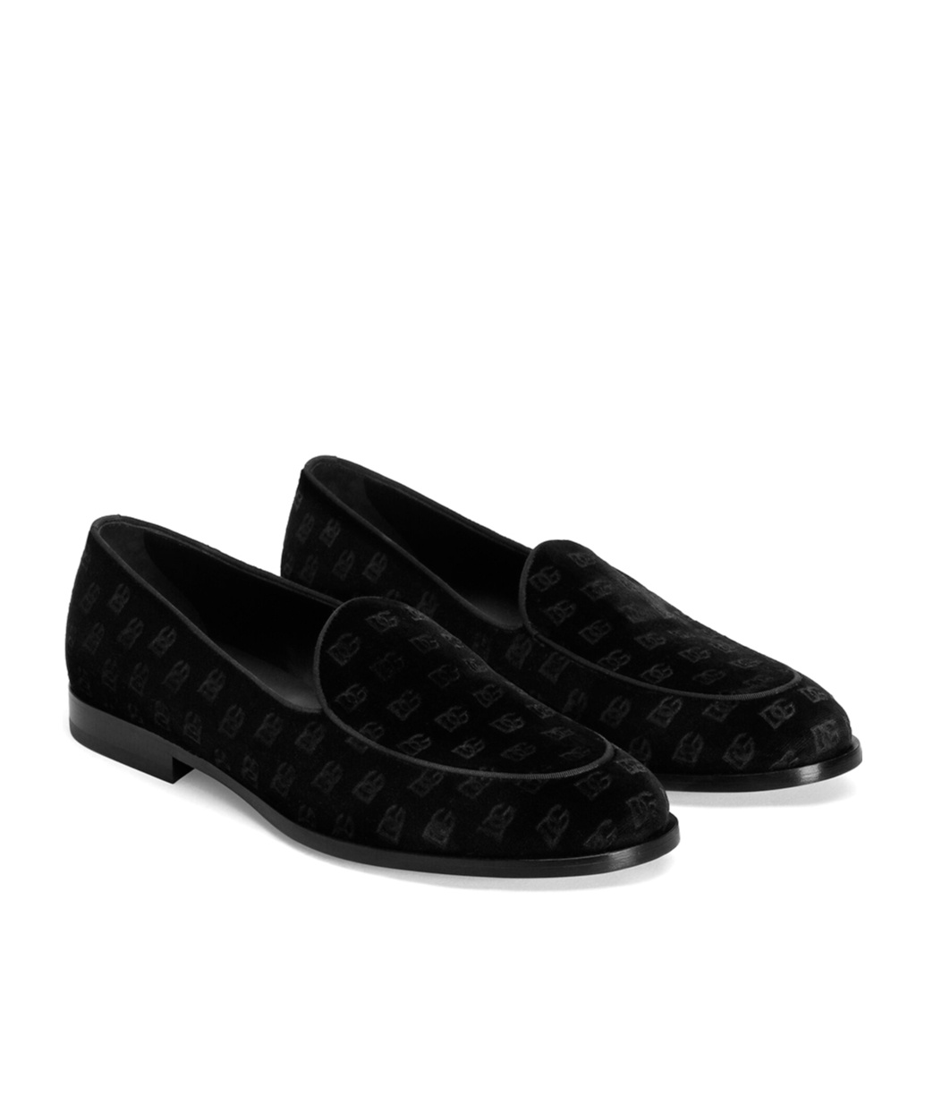 Dolce & Gabbana 'vivaldi' Black Loafers With All-over Logo Lettering In Black