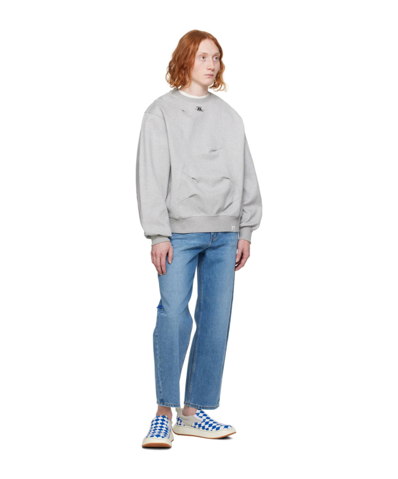 Ader Error Belt Loop Logo Jeans Pants In Blue